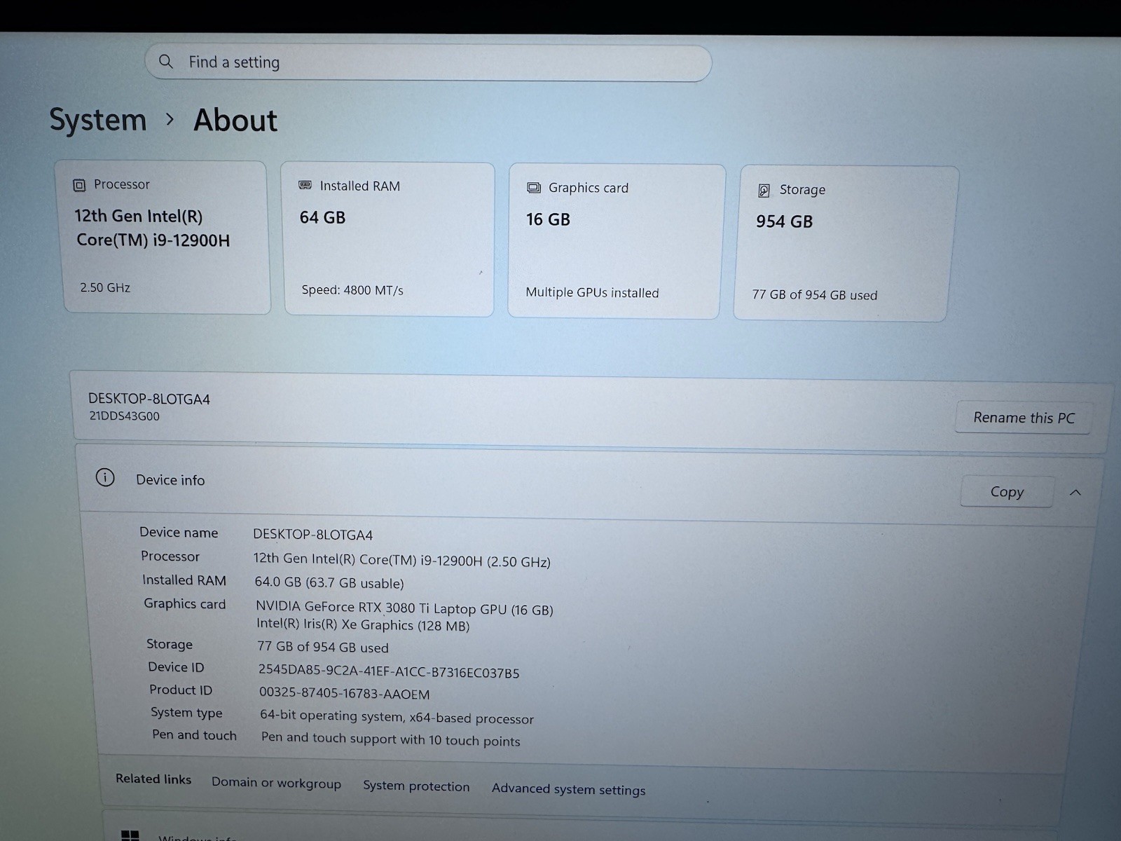 Lenovo ThinkPad P1 Gen 5 I9-12900H 64GB MEM 1TB SSD 4K Touch RTX 3080TI Warranty