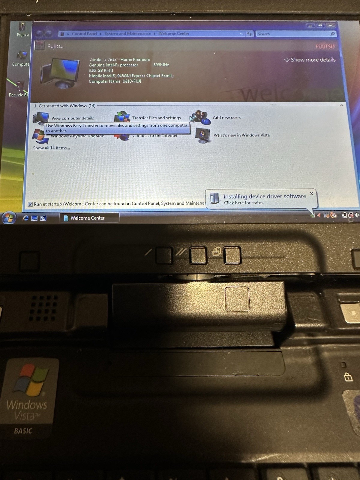 Fujitsu Lifebook U810 with Windows Vista OS