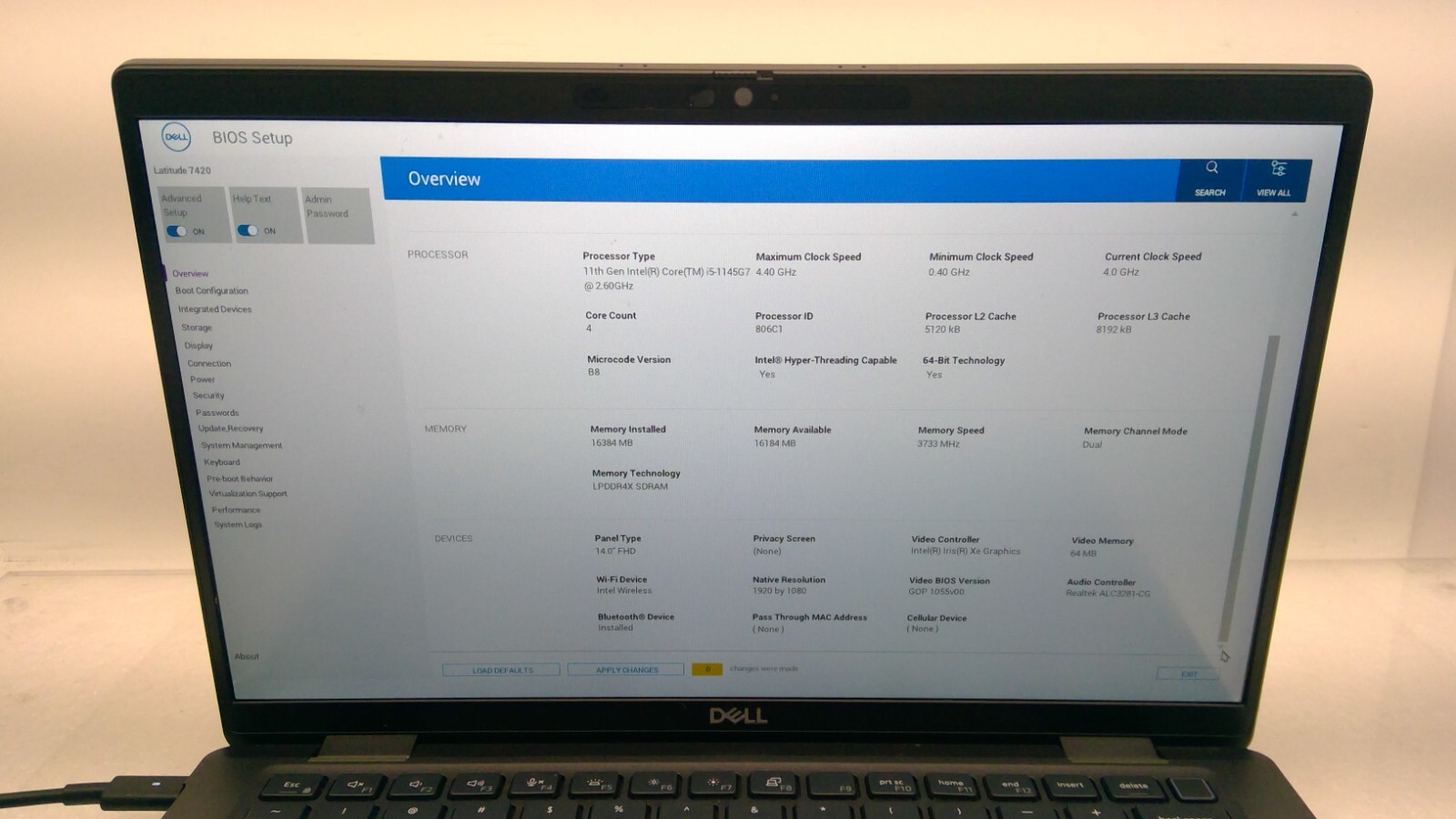 Dell Latitude 7420 14″ LT i5-1145G7@2.6GHz 16G RAM No HDD/Battery/Cover *READ*