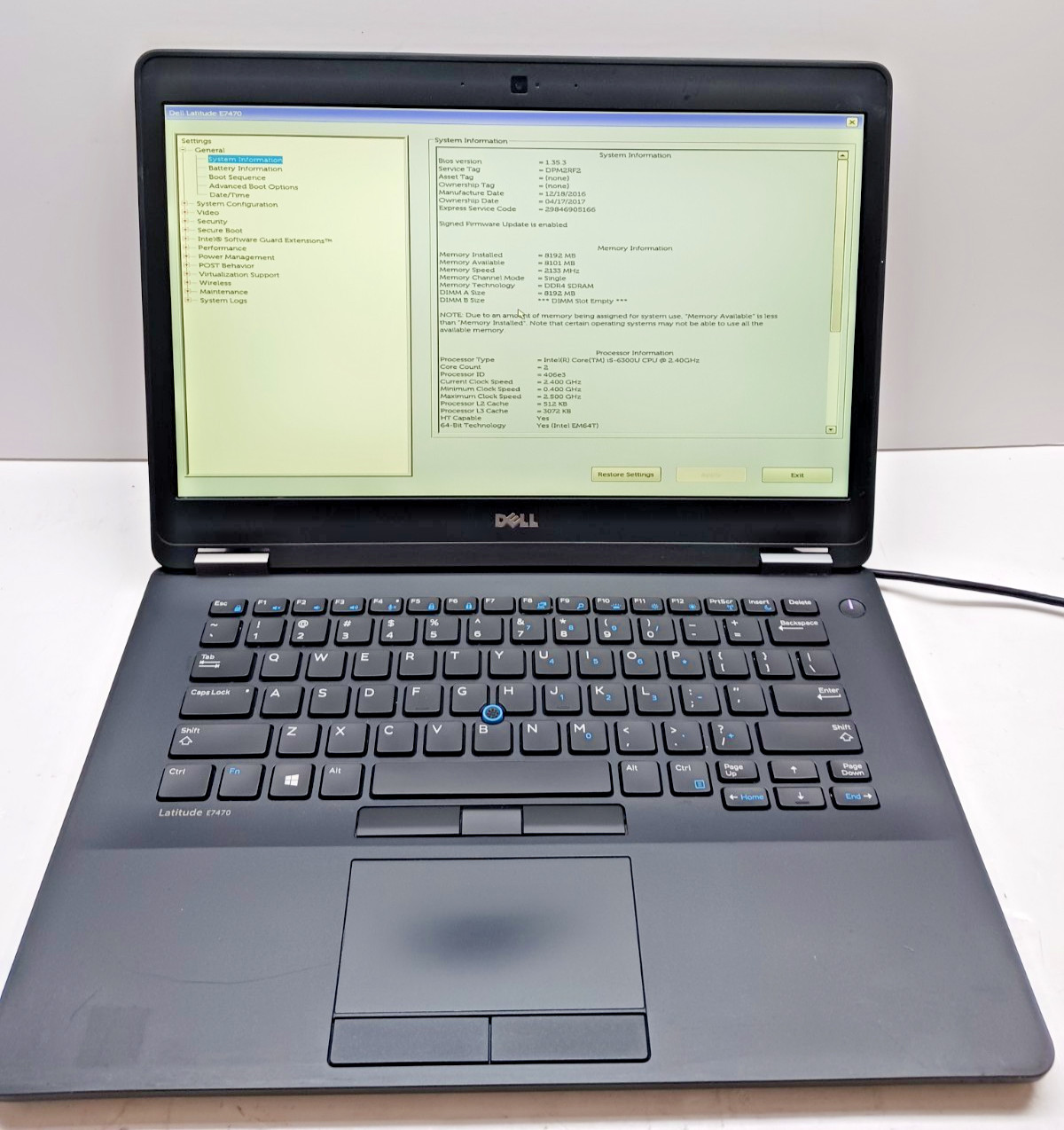 14″ Dell Latitude E7470 Intel i5-6300U, 2.40 GHZ, 8 GB DDR4 RAM, 128 GB M.2 SSD
