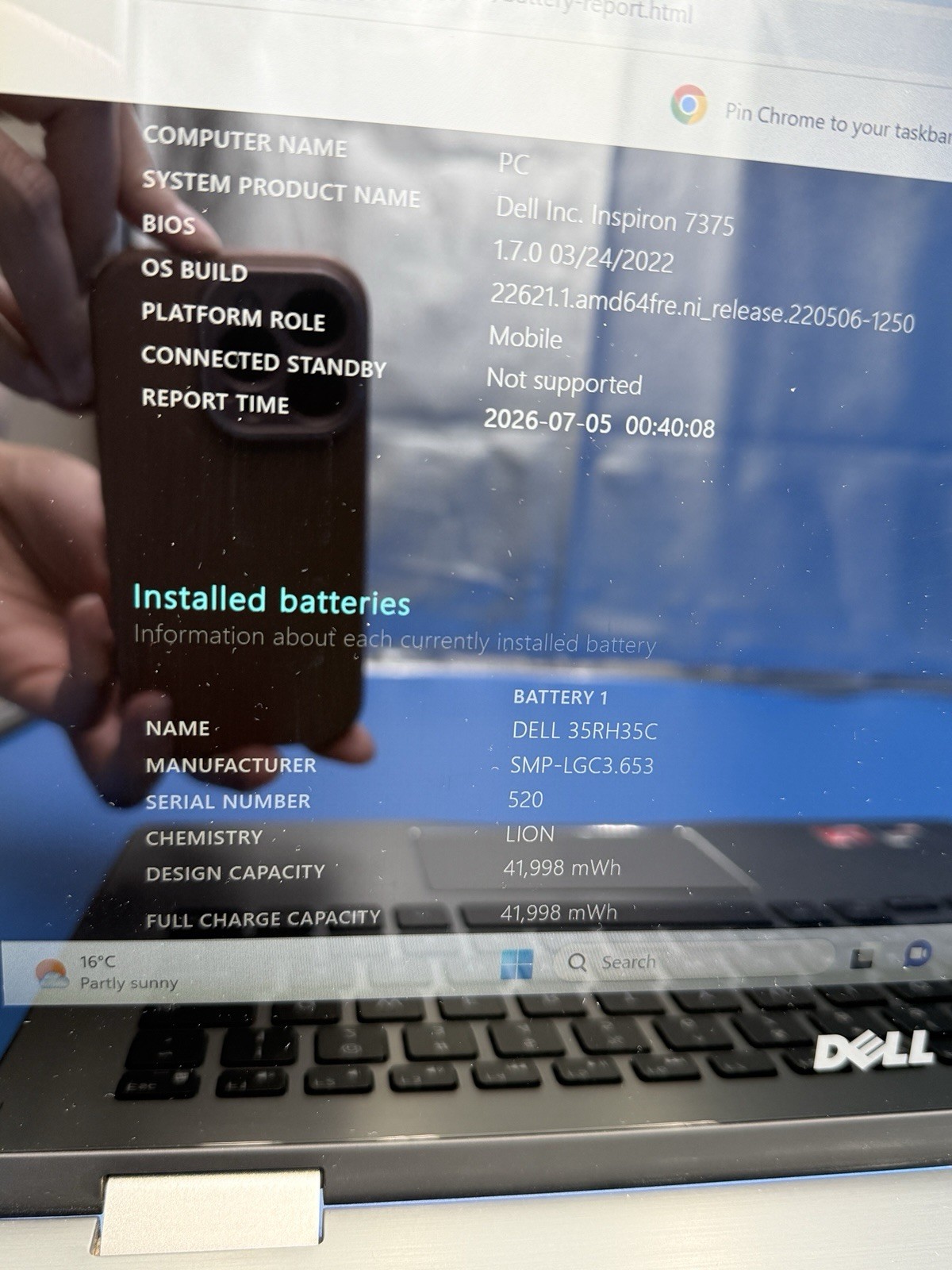 Dell Inspiron 7375 13.3” Touch Ryzen 5 2500U 8GB 238GB SSD Win 11 Pro