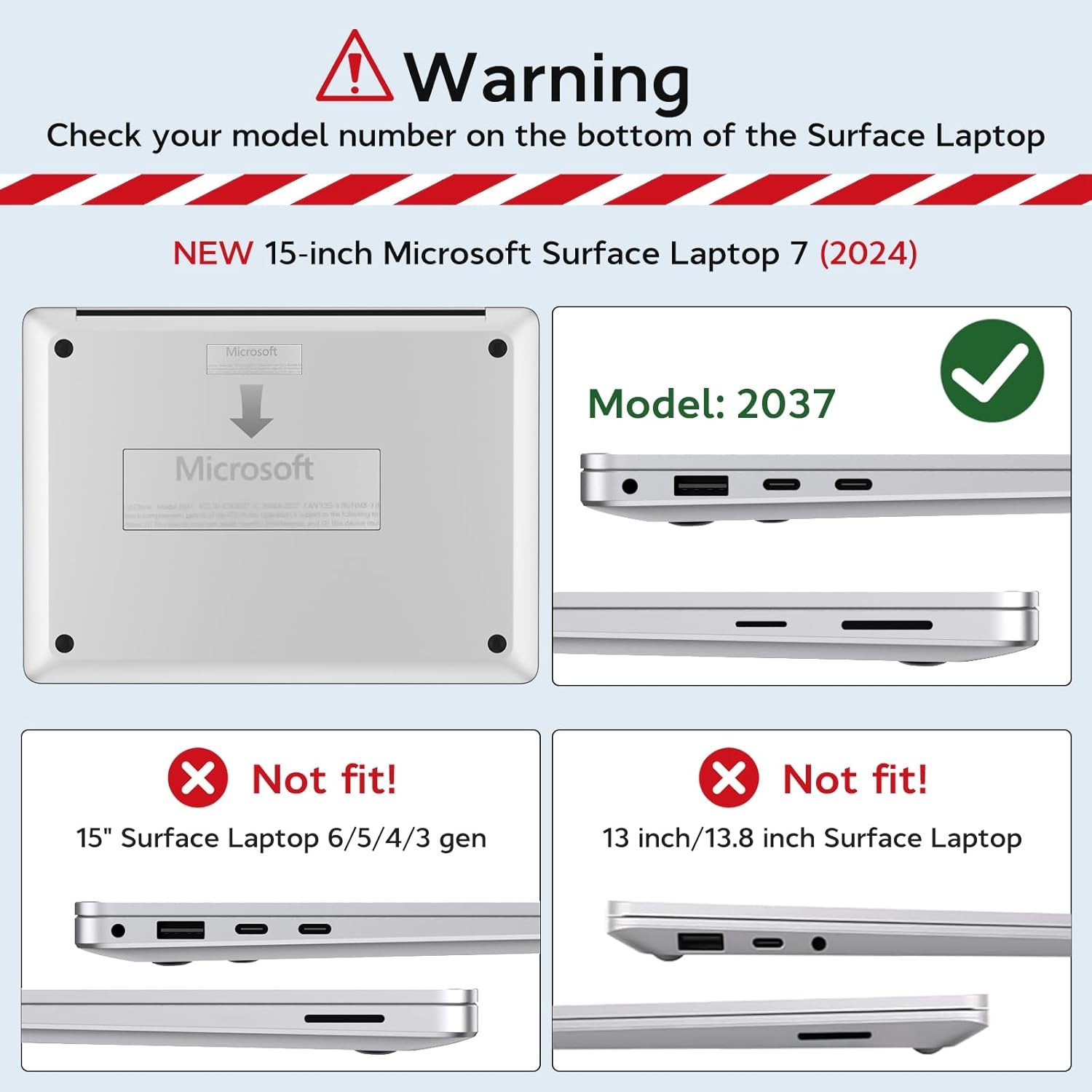 Case for Microsoft Surface Laptop 15 inch Touchscreen Copilot+ PC 2024 Model 203