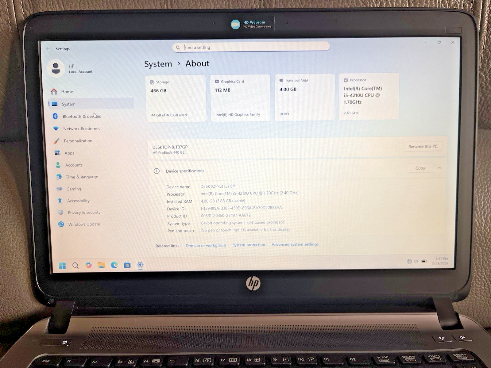 HP ProBook 440 G2 i5-4210U 1.7GHz 4GB RAM 500GB HD Win11 – Reliable & Affordable