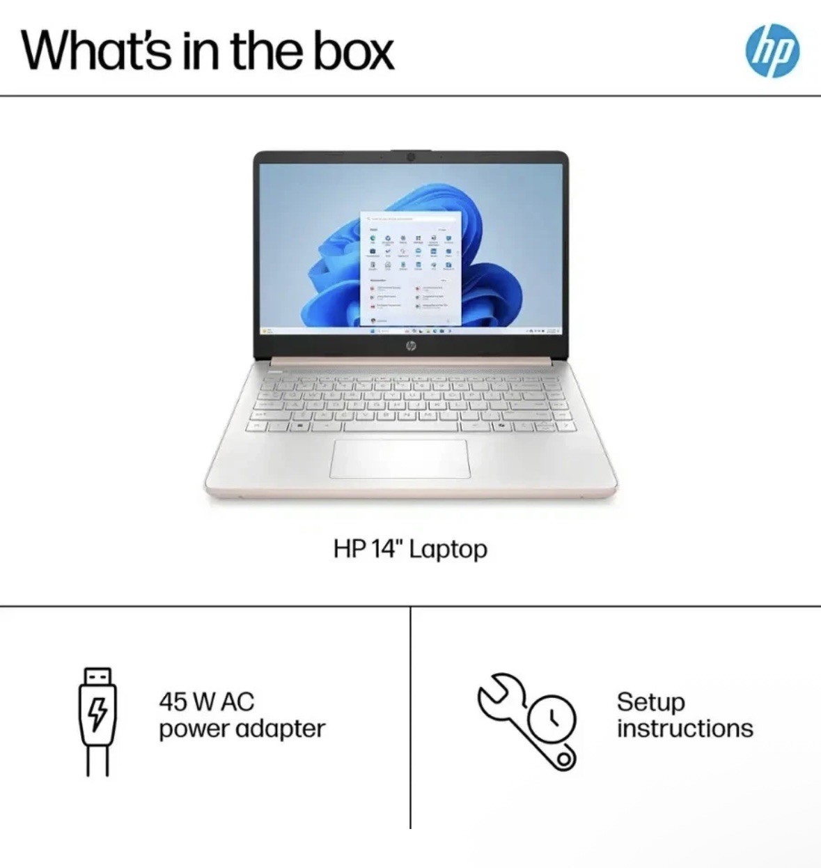 New HP 14″ Laptop Intel CPU N150 4GB RAM 128GB Storage UFS – Pale Rose Gold