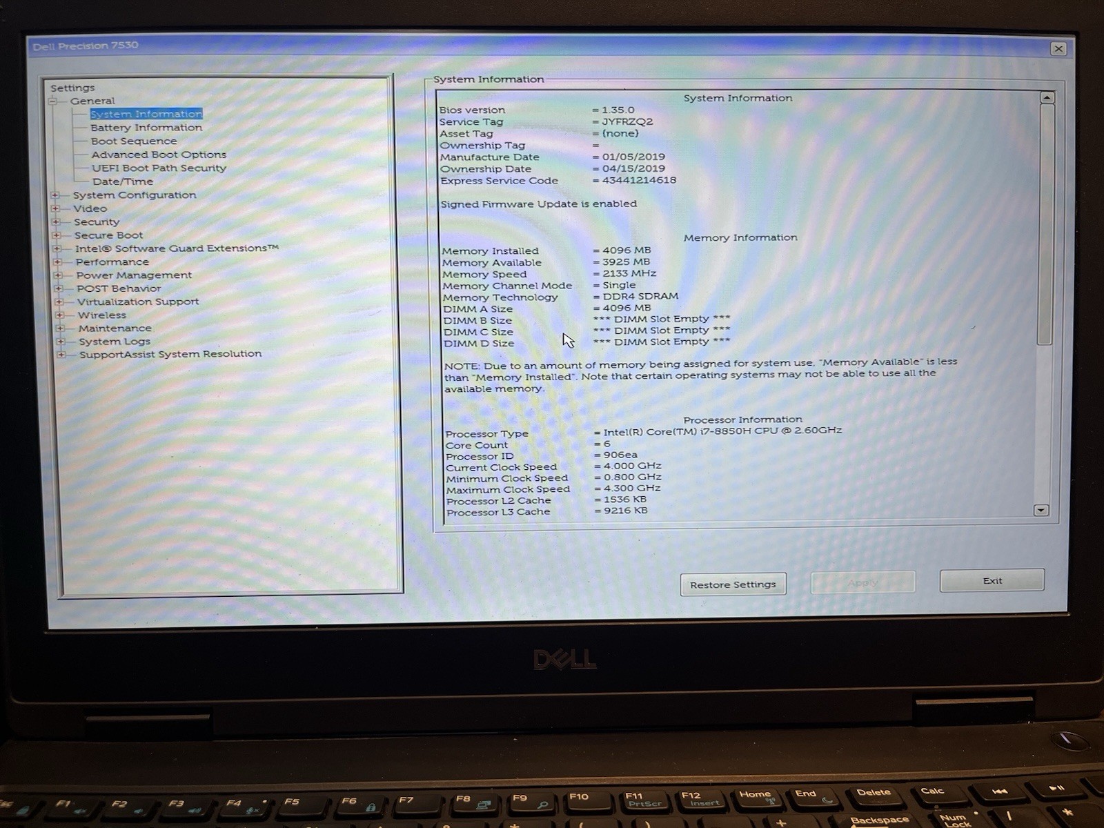 Dell Precision 7530 15.6″ FHD | i7-8850H | P3200 | No RAM/SSD/Batt **BAD FAN**