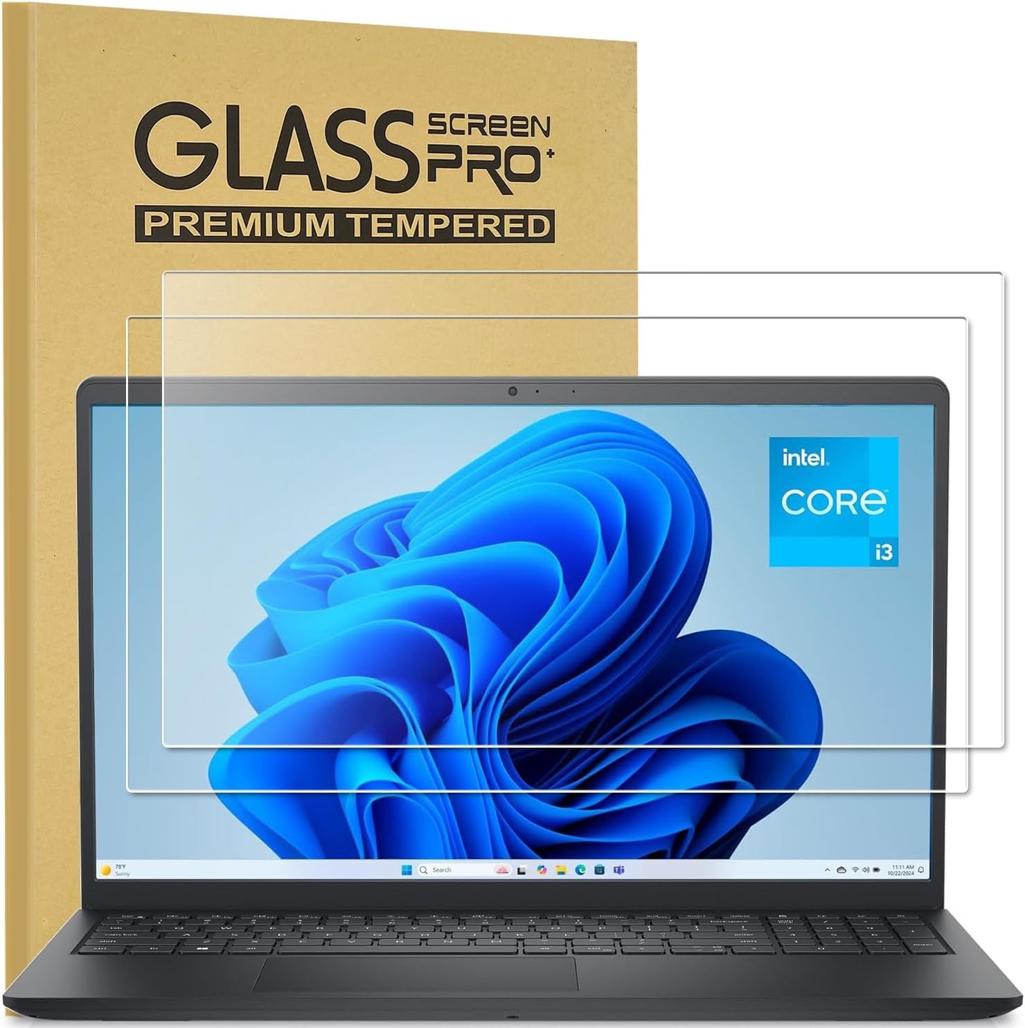 2-Pack Screen Protector Tempered Glass for 2025 Dell 15, Pro 15 Essential, Inspi