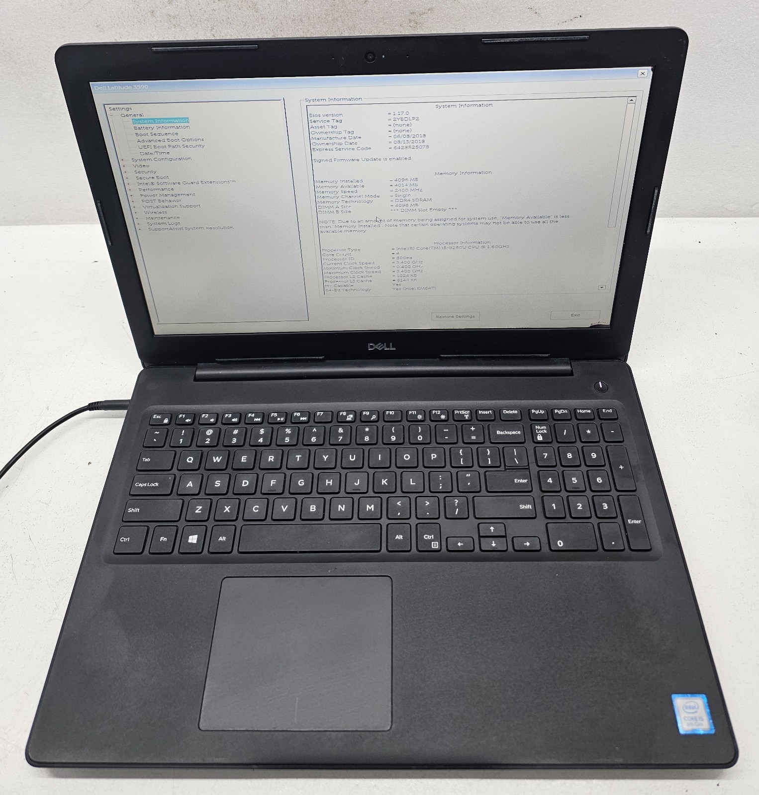 Dell Latitude 3590 15.6″ Laptop Intel i5-8250U 4GB RAM NO HD/OS (FL)