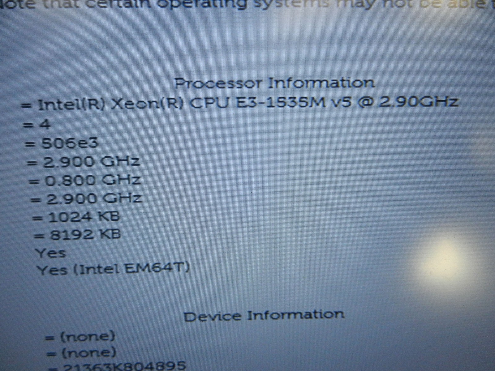 Dell Precision 7510 Xeon E3-1575M v5 @ 2.90Ghz / 48GB / NO HDD – boots to bios