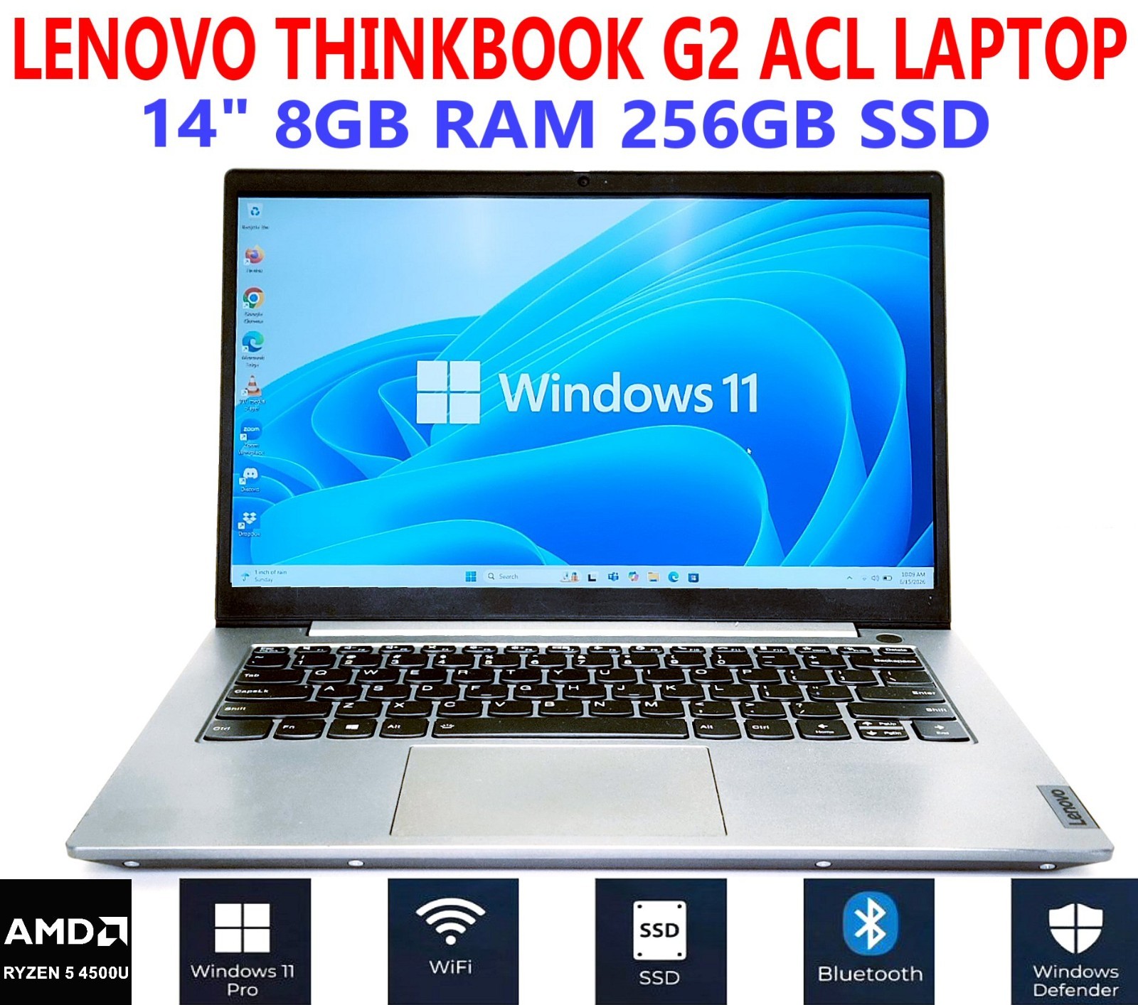 LENOVO THINKBOOK G2 ACL 14″ LAPTOP AMD RYZEN 5 4500U 2.30GHz 8GB RAM 256GB SSD