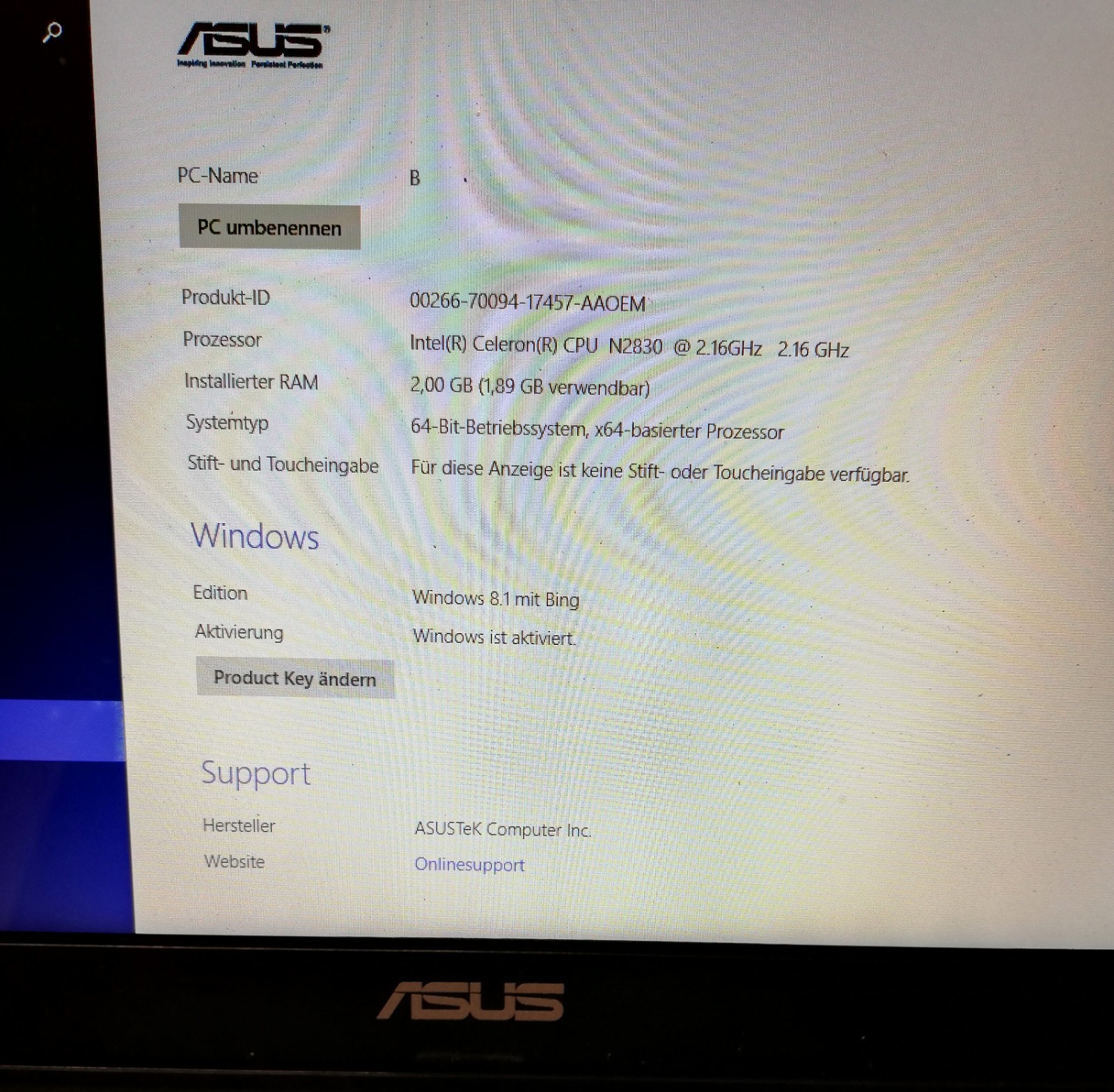 ASUS X200M notebook PC blue used, RAM 2 GB, intel celeron 2.16 GHz