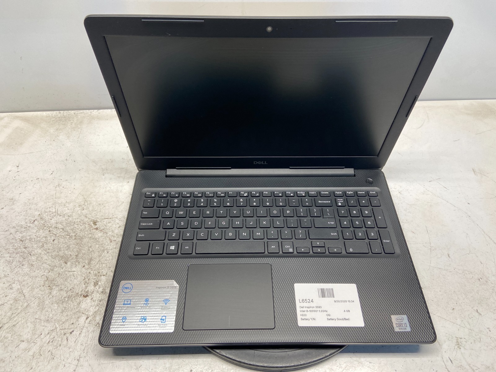Dell Inspiron 3593 Intel i3-1005G1 1.2GHz 4 GB NO HDD