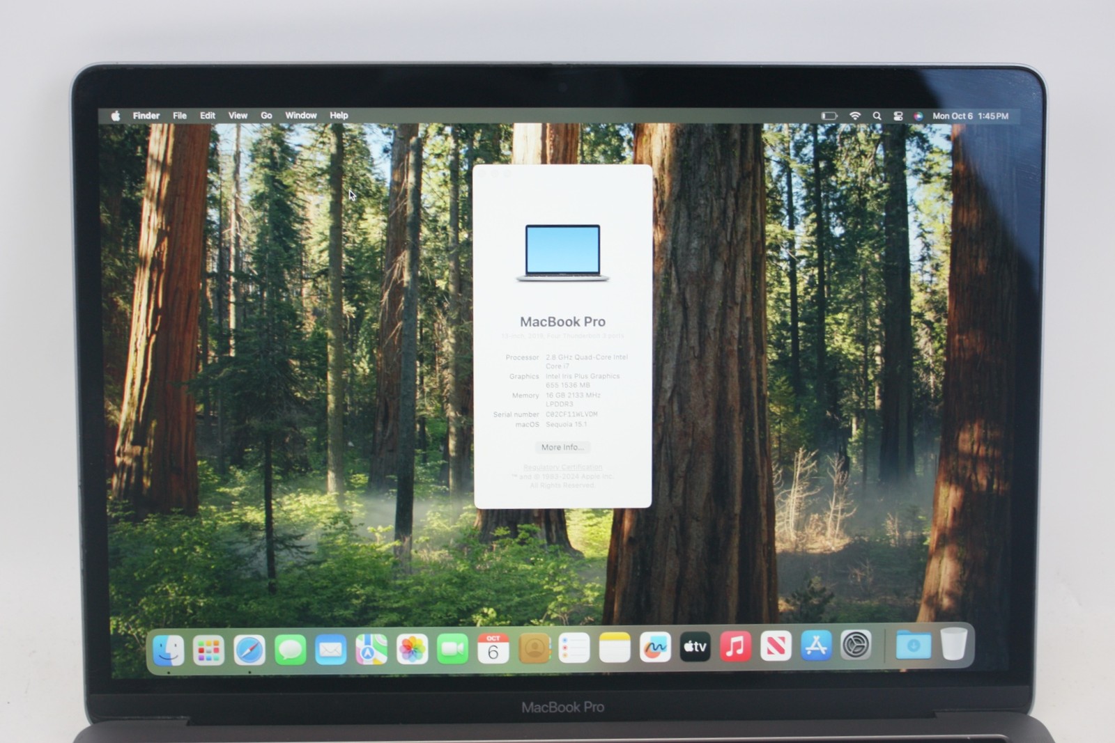Macbook Pro 13″ 2019 Laptop i7 2.8GHz 16GB Ram 500GB SSD With TouchBar Sequoia