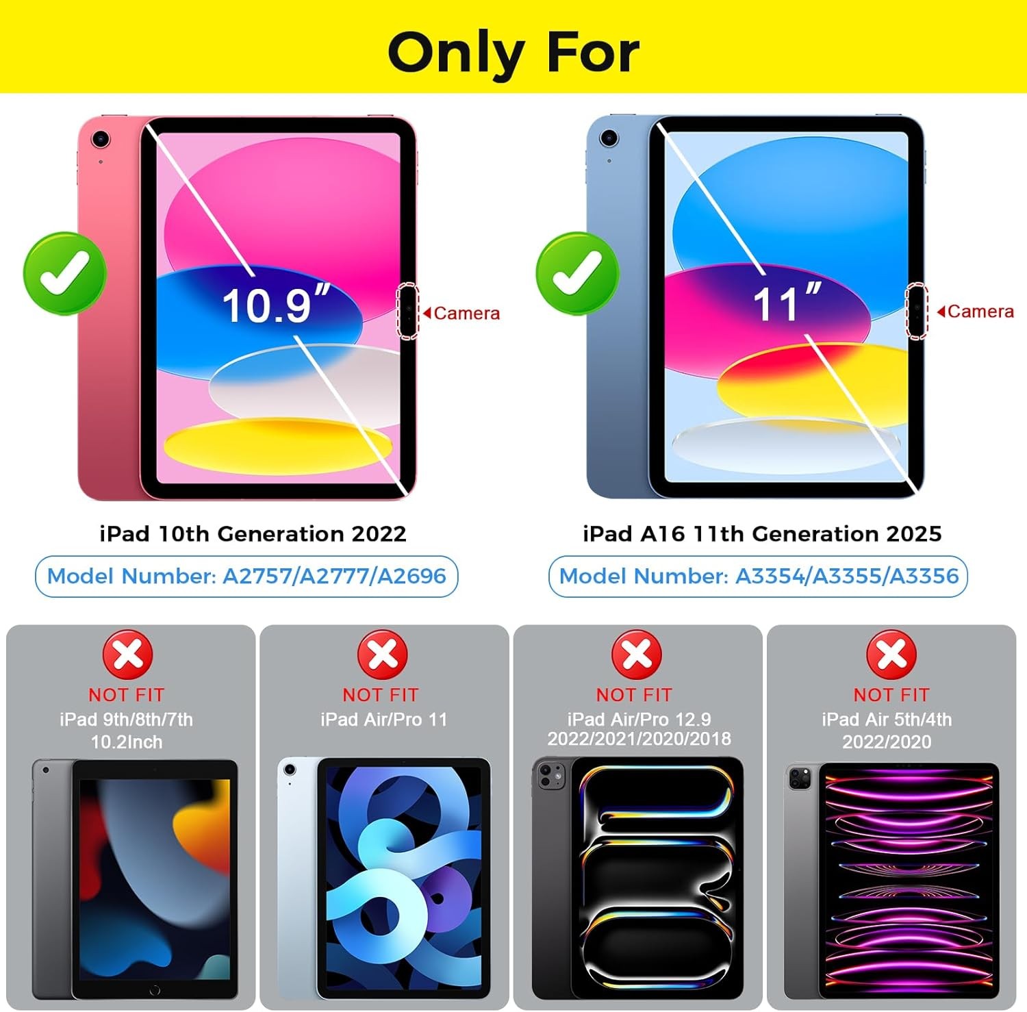 2 Pack Screen Protector for iPad 11th A16 2025 & 10th Generation 10.9 Inch 2022