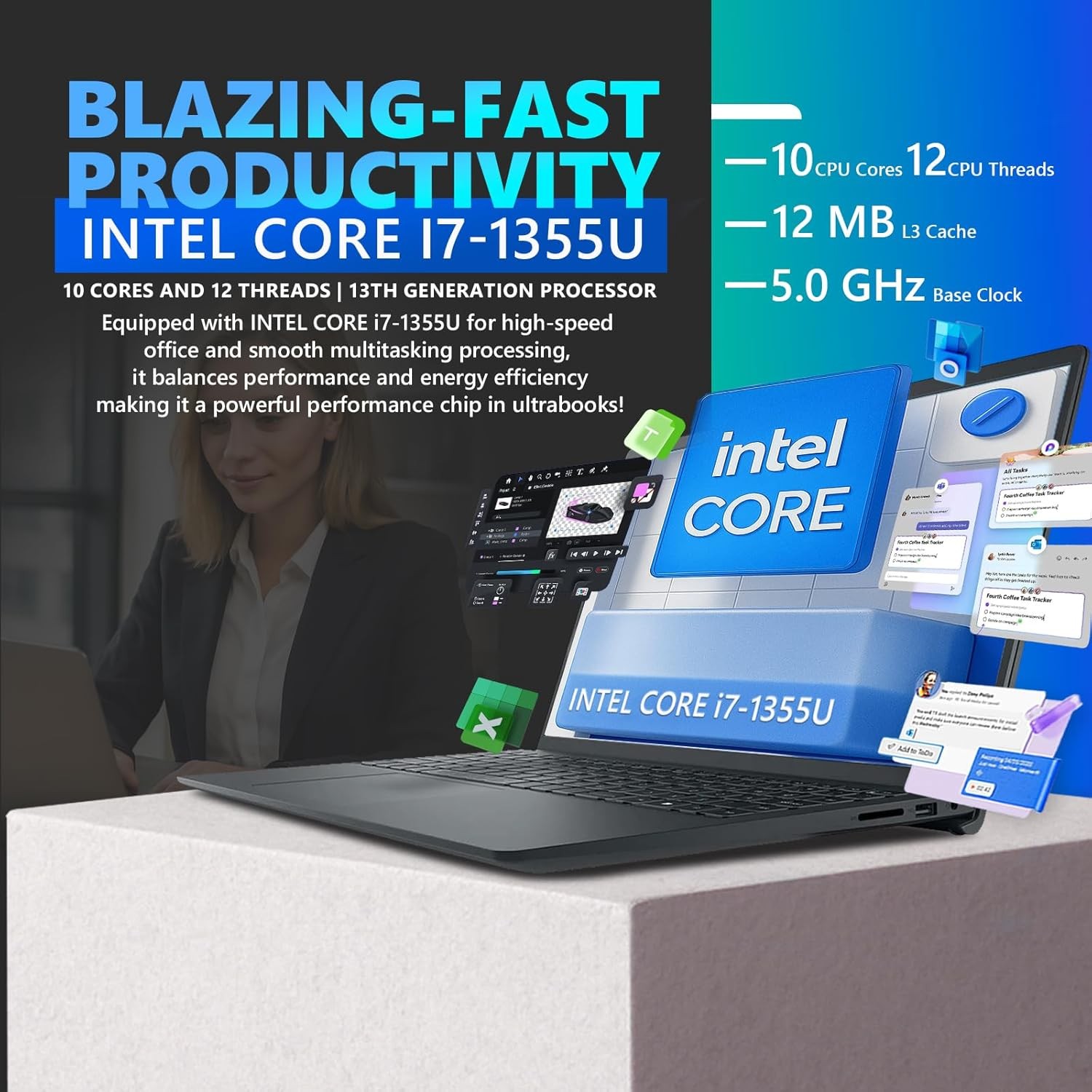 Dell Inspiron 15.6″ 2K Touch Laptop Intel Core i7 1355U 16GB-1TB SSD Win11Pro