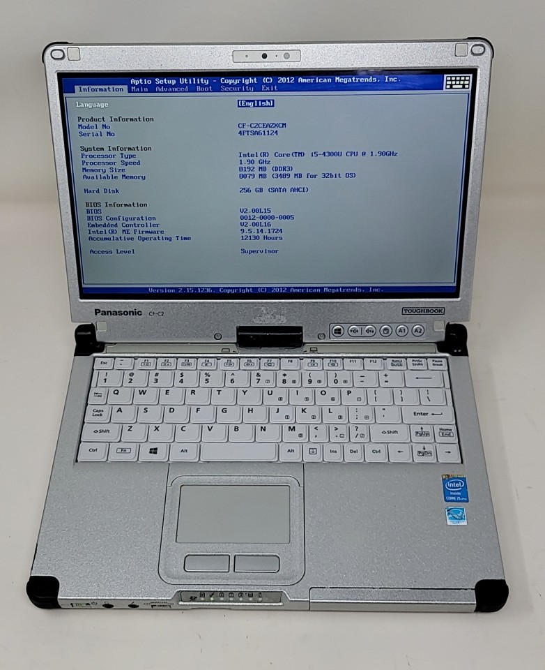 PANASONIC CF-C2CEAZXCM Laptop Intel I5-4300U 8GB 256GB SEE NOTES
