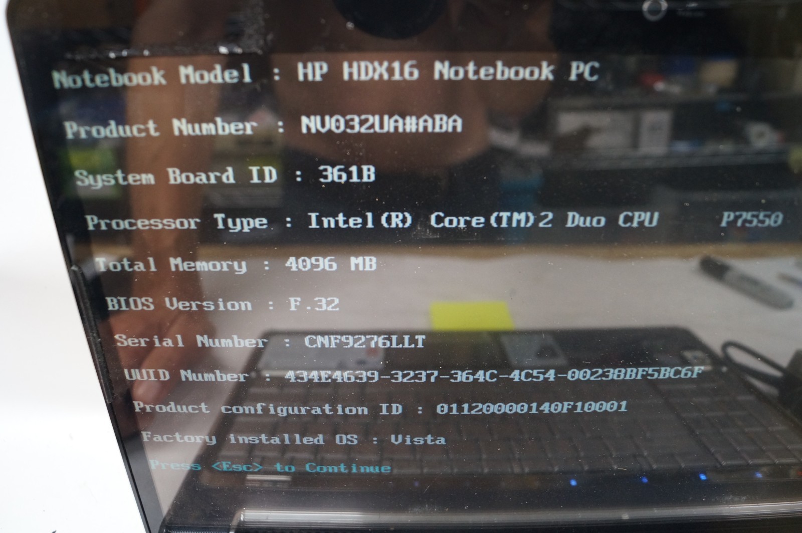 HP HDX 16-1370US Notebook Laptop 16.9″ in 4GB Mem 2.26GHz No HD WORKING PoR C152
