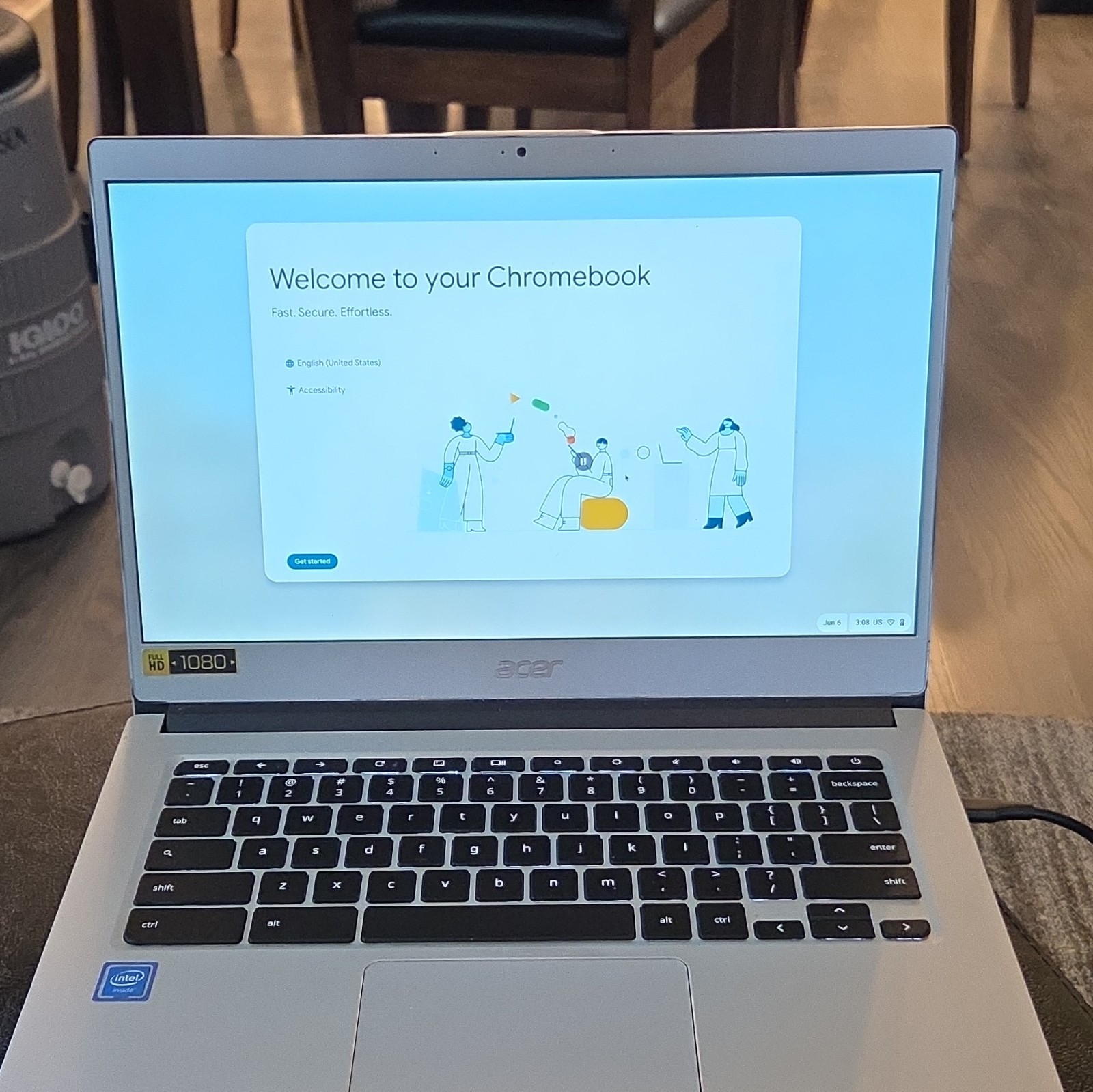 Acer Chromebook CB514-1H 14in Intel FHD Webcam USB-C Chrome OS Silver
