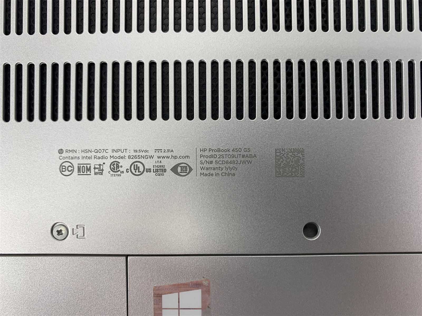 HP ProBook 450 G5 Intel i5-8250U 1.60GHz 8GB RAM 256GB NVMe M.2 SSD Windows 11