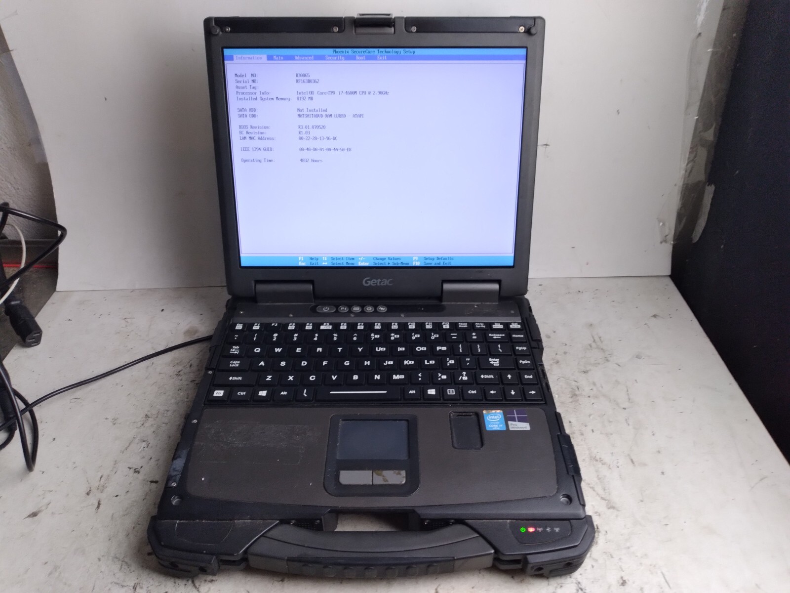Getac B300 w/i7-4600M, 8GB RAM, 13.3″ Rugged Laptop for Parts/Repair
