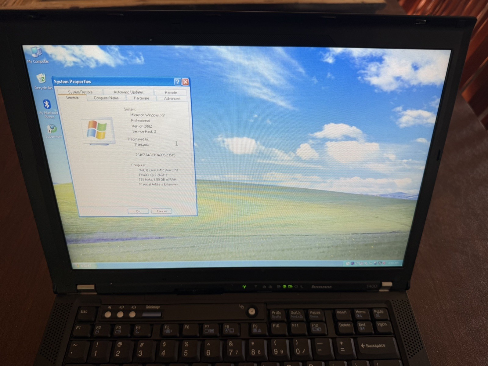 Vintage Lenovo ThinkPad T400 – C2D P8400, 2GB RAM, 240GB SSD, 90W AC
