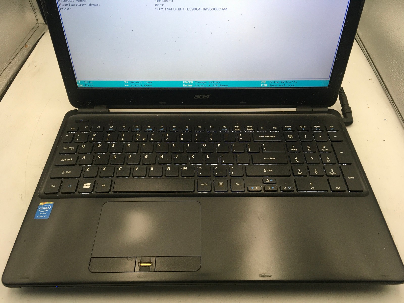 ACER TMP455 M 5406 – BOOTS TO BIOS – INTEL I5 4200U – NO RAM – 15″ -READ DESC-BB