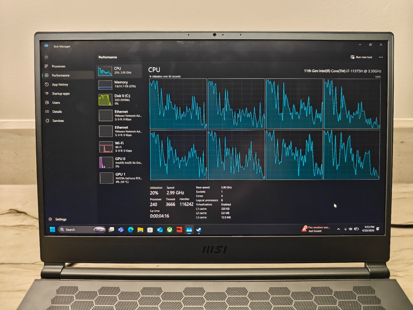 MSI Stealth 15M Gaming Laptop i7‑11375H RTX 3060 32GB 512GB SSD 15.6″ FHD 144Hz