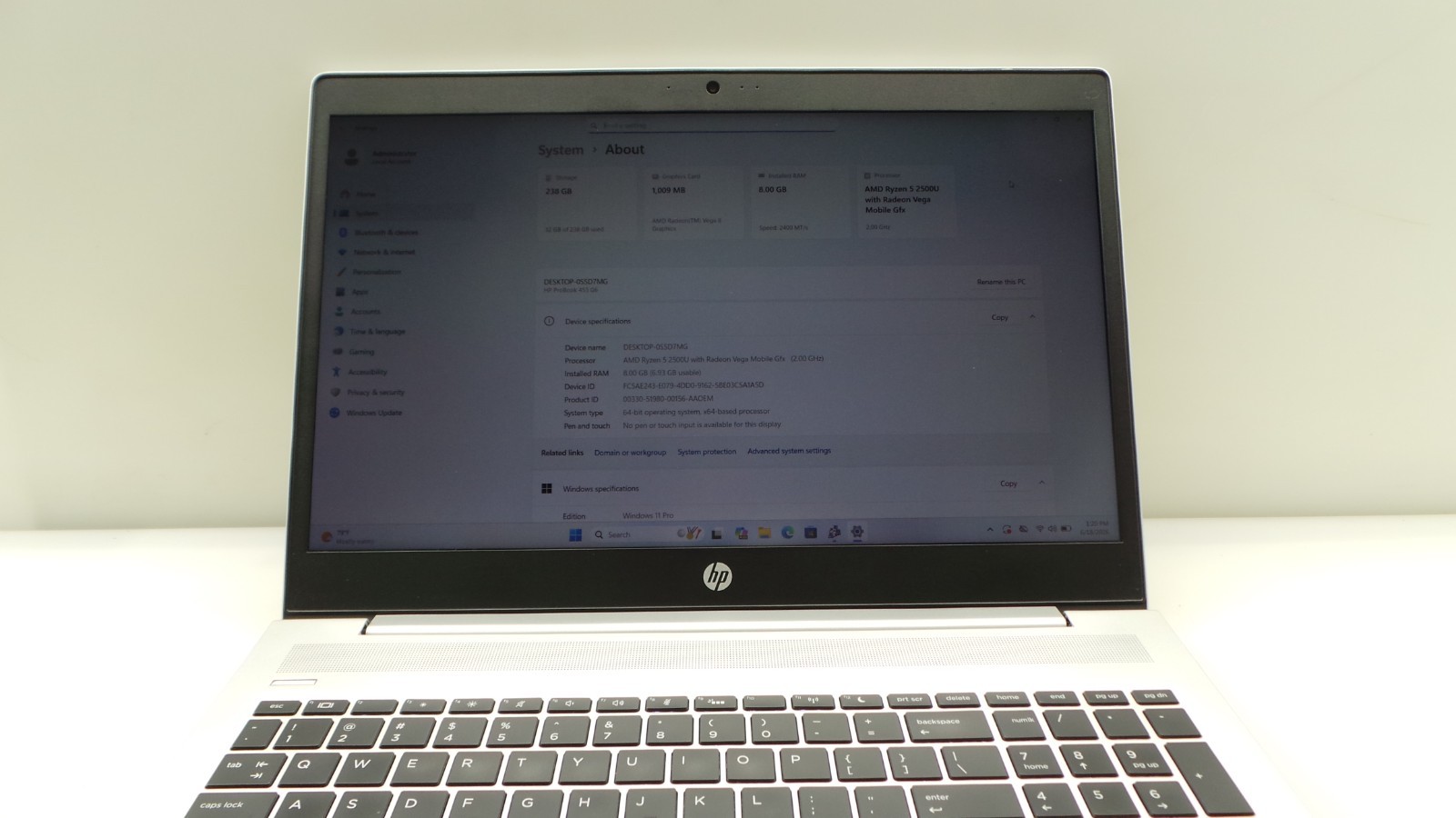 HP ProBook 455 G6 | 15.6″ | AMD Ryzen 5 2500U | 8GB RAM 256GB NVMe | WIN 11 PRO