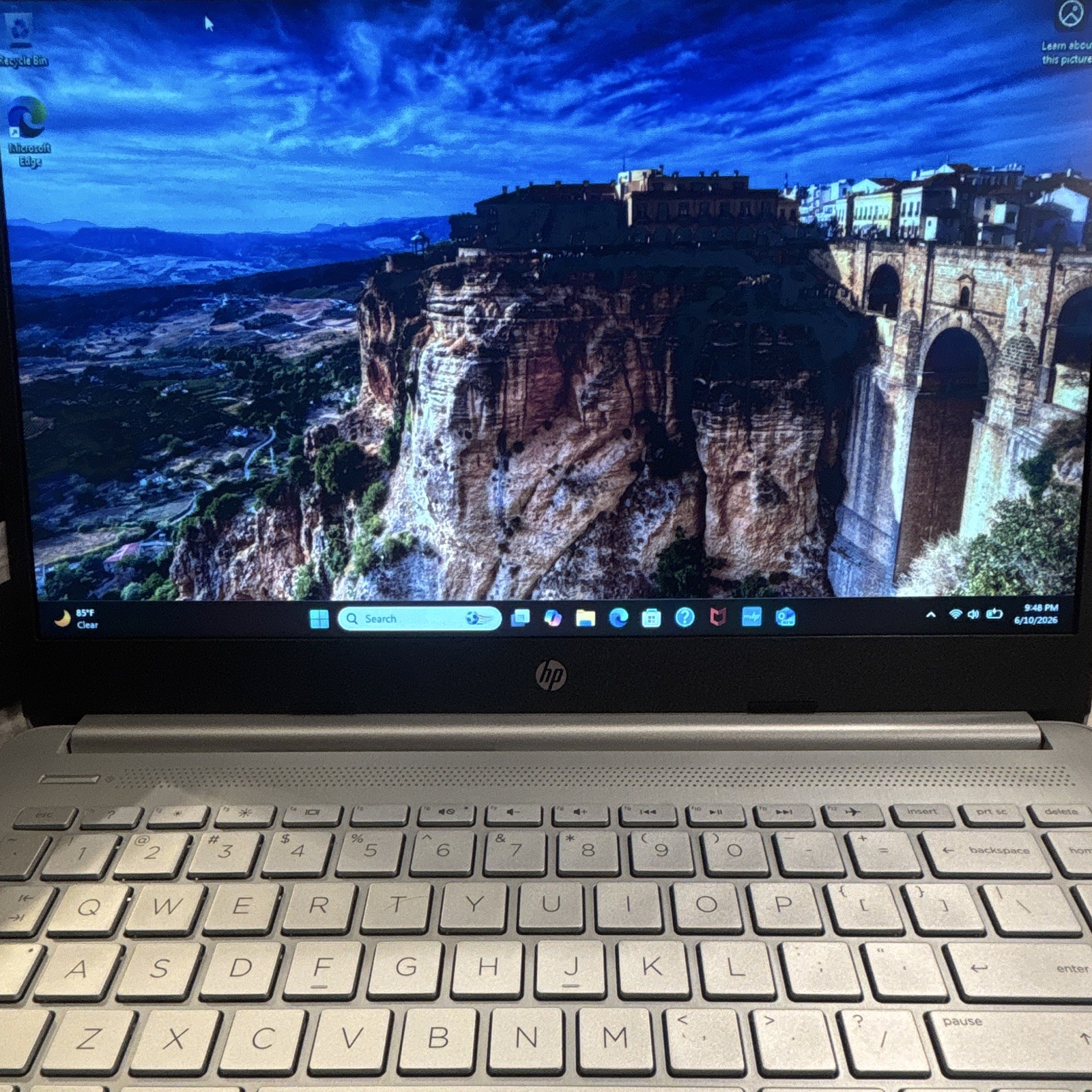 HP 14″ Silver Laptop Intel Windows 11 USB-C HDMI SD Slot Webcam Charger