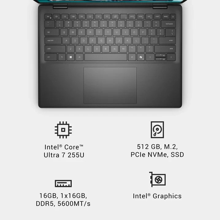 New Dell D14260 14″ FHD+ Intel Core Ultra 7 255U 16GB 512GB SSD Carbon Black