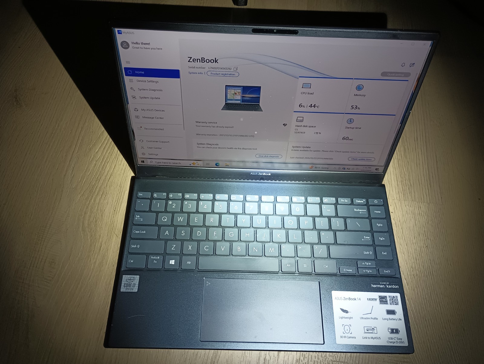 Asus Zenbook 14 Blue FHD i7-1165G7 2.80GHz 8GB 512GB SSD Good