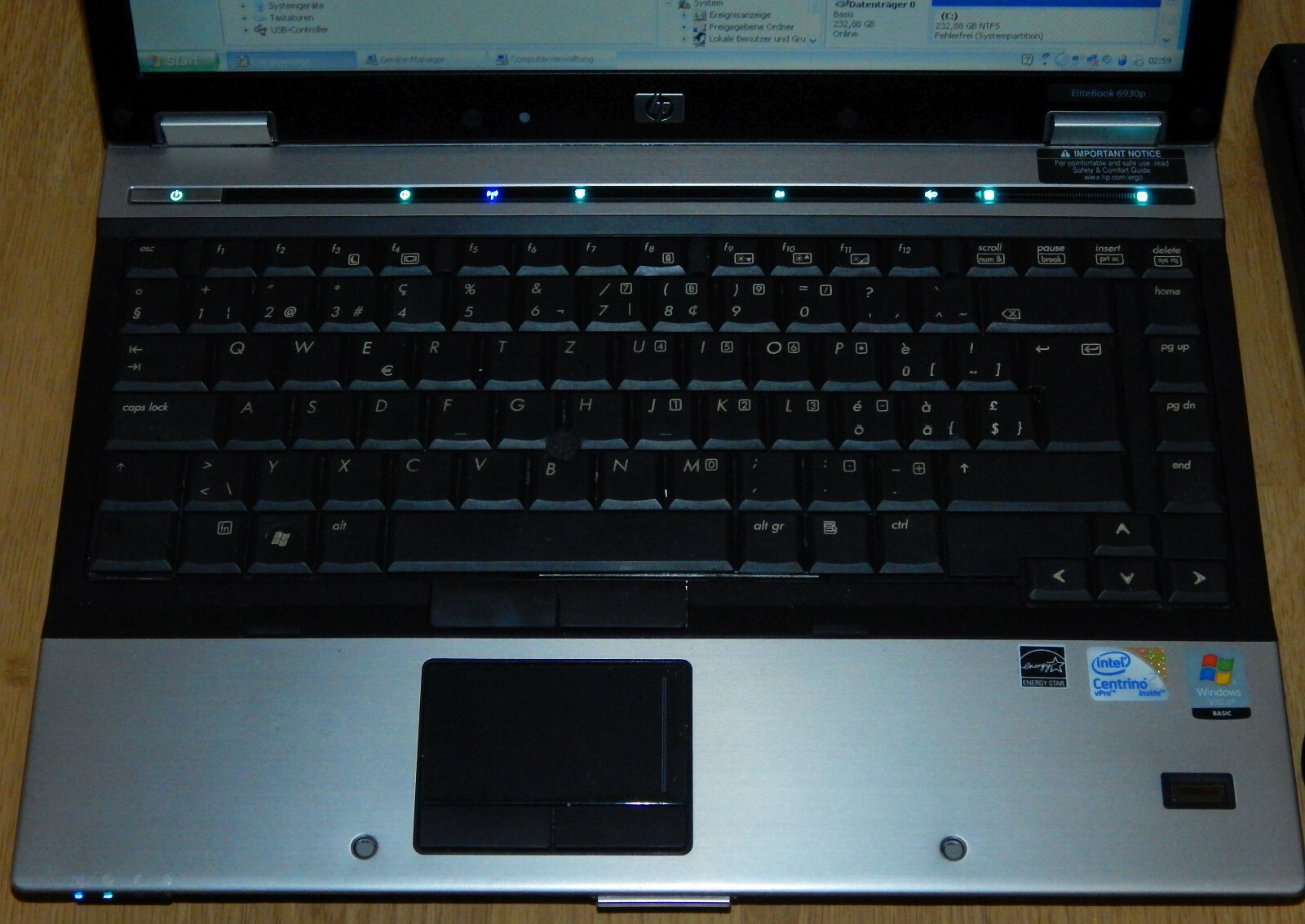 14.1″ Laptop Notebook HP EliteBook 6930p 2x 2.4GHz P8600 250GB 2GB Win XP WiFi
