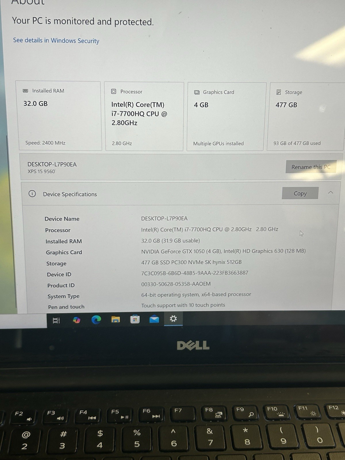 DELL XPS P56F Laptop 4K TOUCHSCREEN I7-7700HQ 512GB RAM 1TB SSD W10