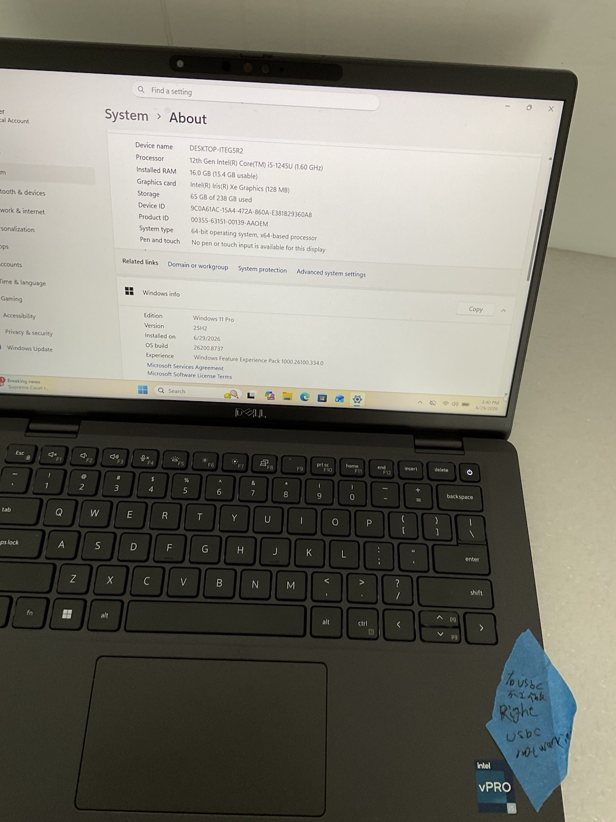 Dell Latitude 7430 14″ Laptop Intel i5-1245U 16GB RAM 256GB SSD W11 – NO USBc