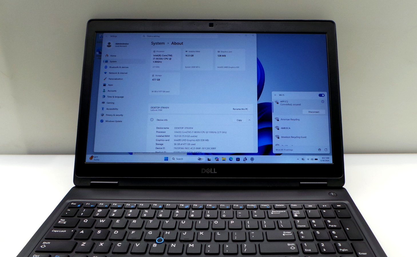 Dell Latitude 5590 15.6″ | i7-8650U 1.90GHz | 16GB RAM 512GB NVMe | WIN 11 PRO