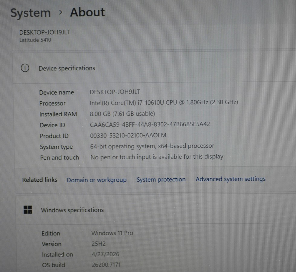 Dell Latitude 5410 14″ 512GB 1.8GHz 8GB RAM Intel Core i7 10th Gen