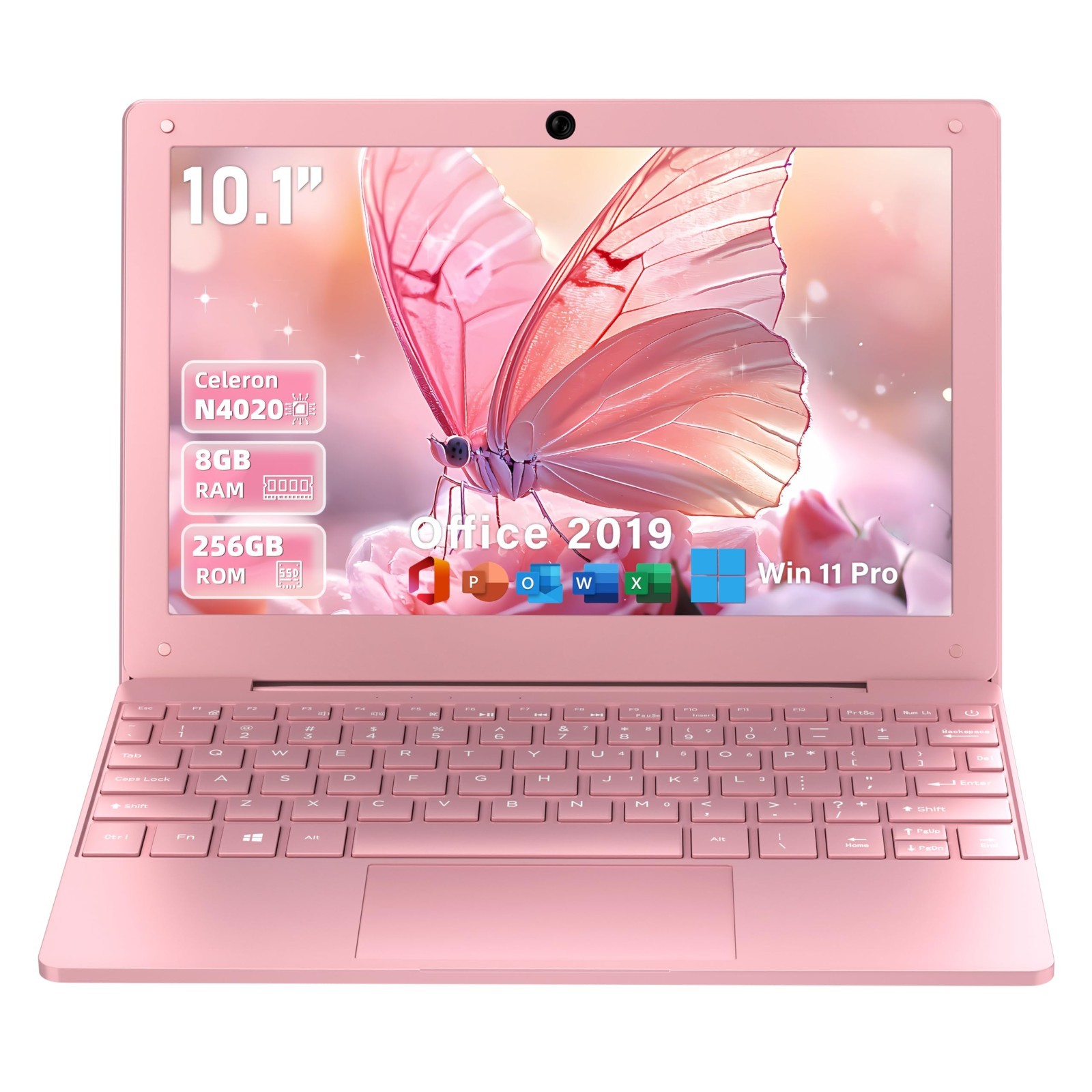 10.1″ Pink Portable Mini Laptop 8GB RAM 256GB SSD WiFi HDMI Bluetooth