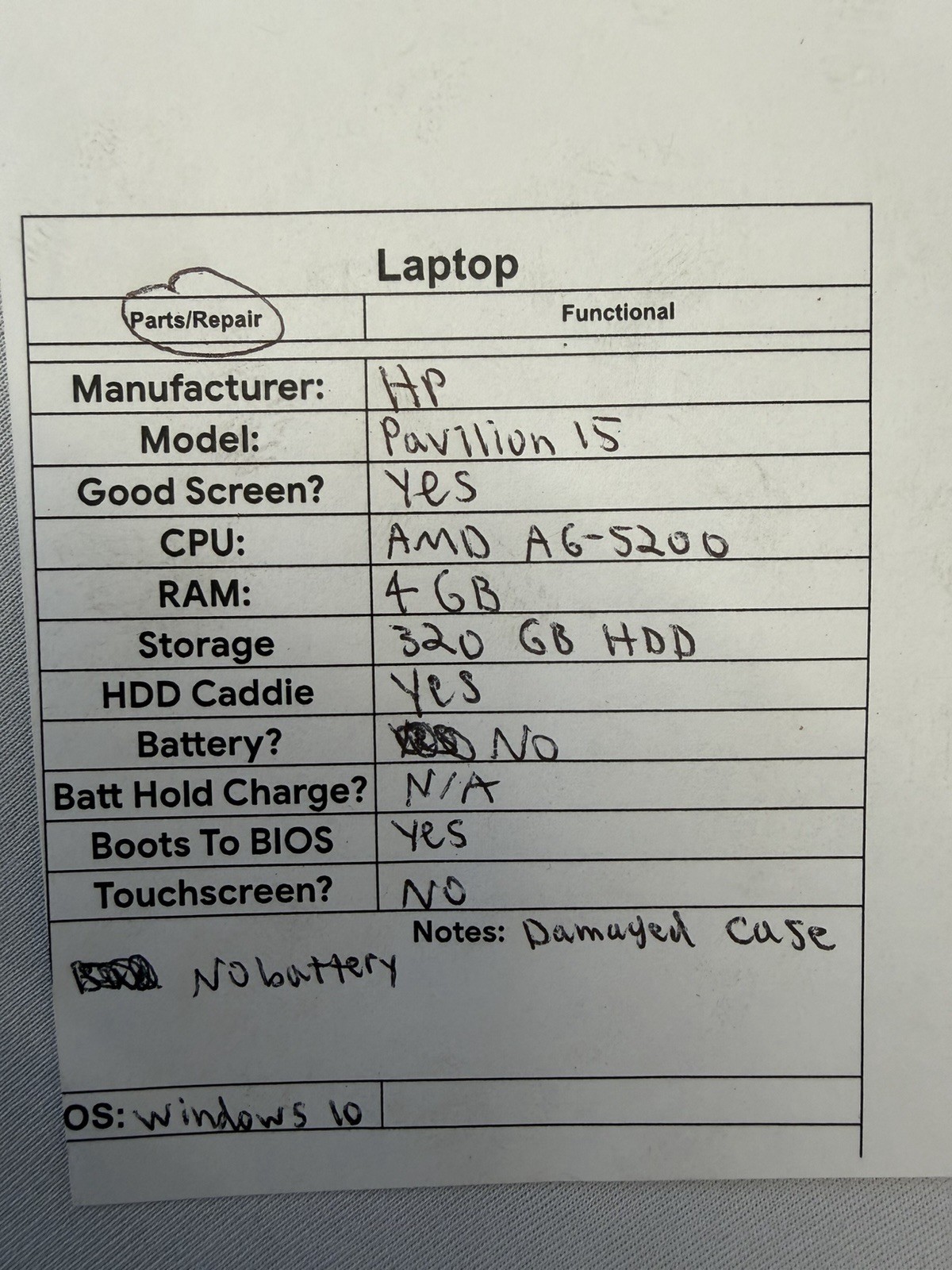 HP Pavillion 15 Laptop – Good Screen – AMD A6-5200 – Read Des