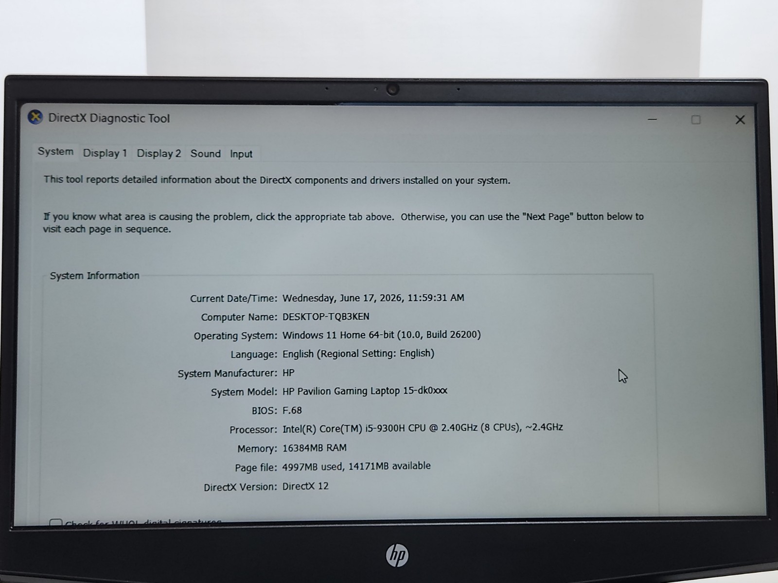 HP Pavilion Gaming Laptop 15.6″ GTX 1050 i5-9300H 16GB RAM 256GB SSD Windows 11