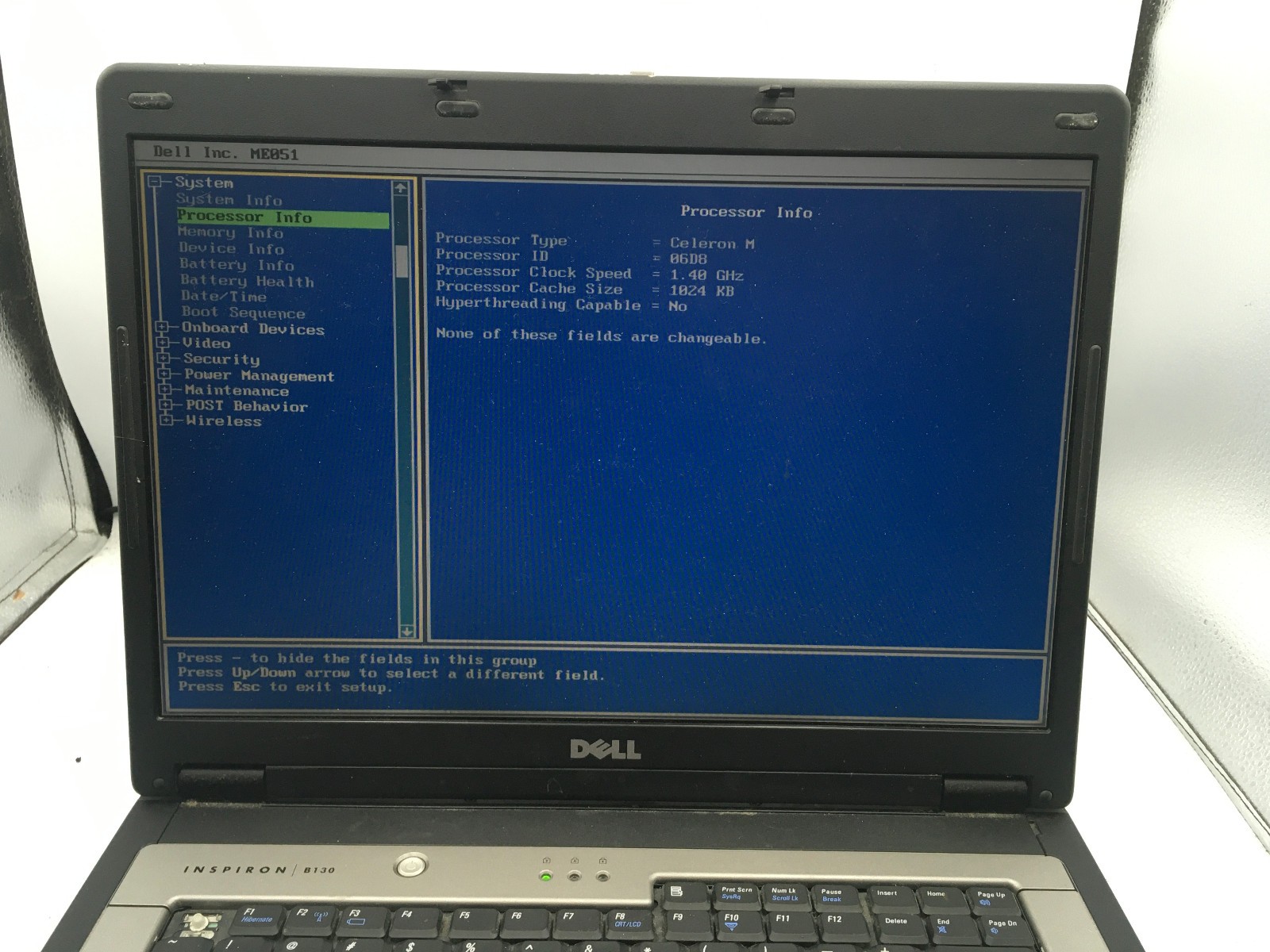 DELL INSPIRON B130 – BOOTS TO BIOS – INTEL CELERON M – 1GB RAM -READ DESCRIP- BB