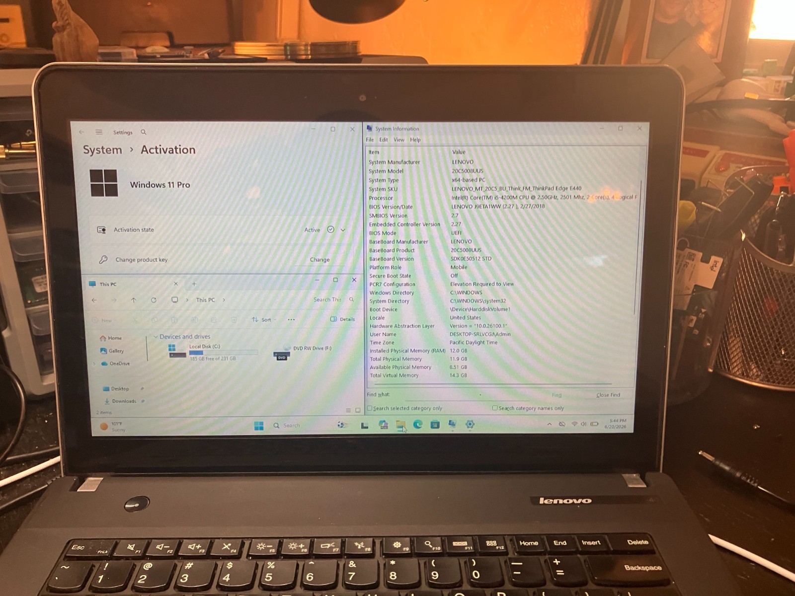Lenovo ThinkPad E440 14″ Laptop i5 2.5GHz 12GB RAM 240GB SSD Win 11 Wifi Touch