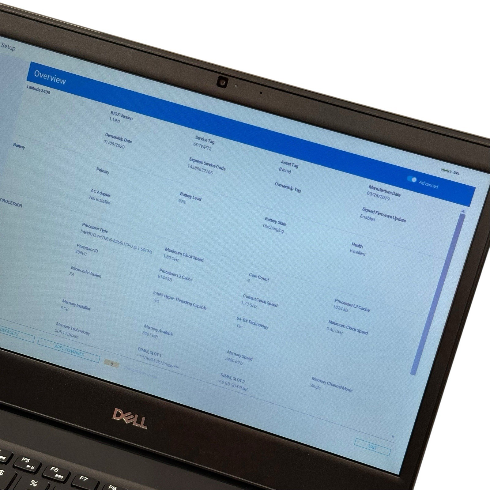 Dell Latitude 3400 14″ Core i5-8265U 1.6GHz 8GB RAM 256GB SSD (WORKS/READ) 3