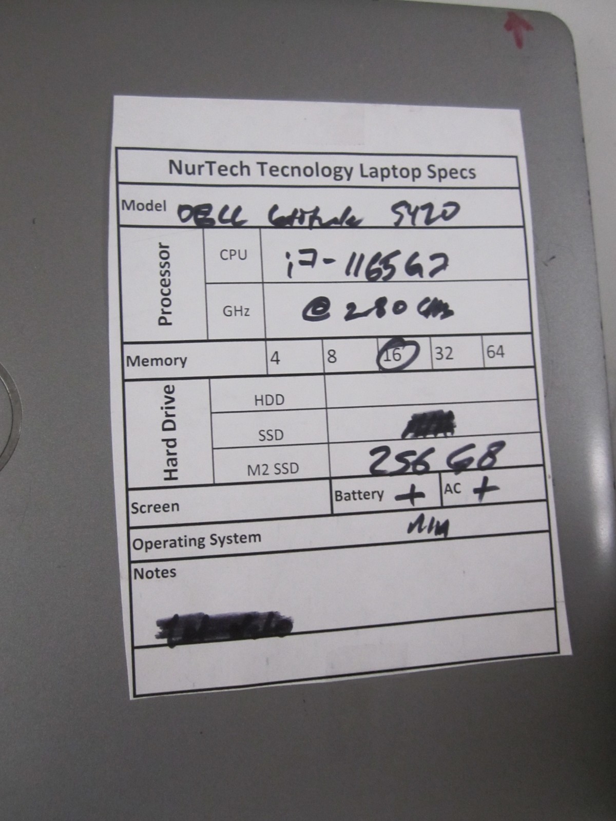 Dell Latitude 5420 i7-1165G7 2.8GHz 16GB 256GB m2SSD Laptop + AC [NO OS] READ –