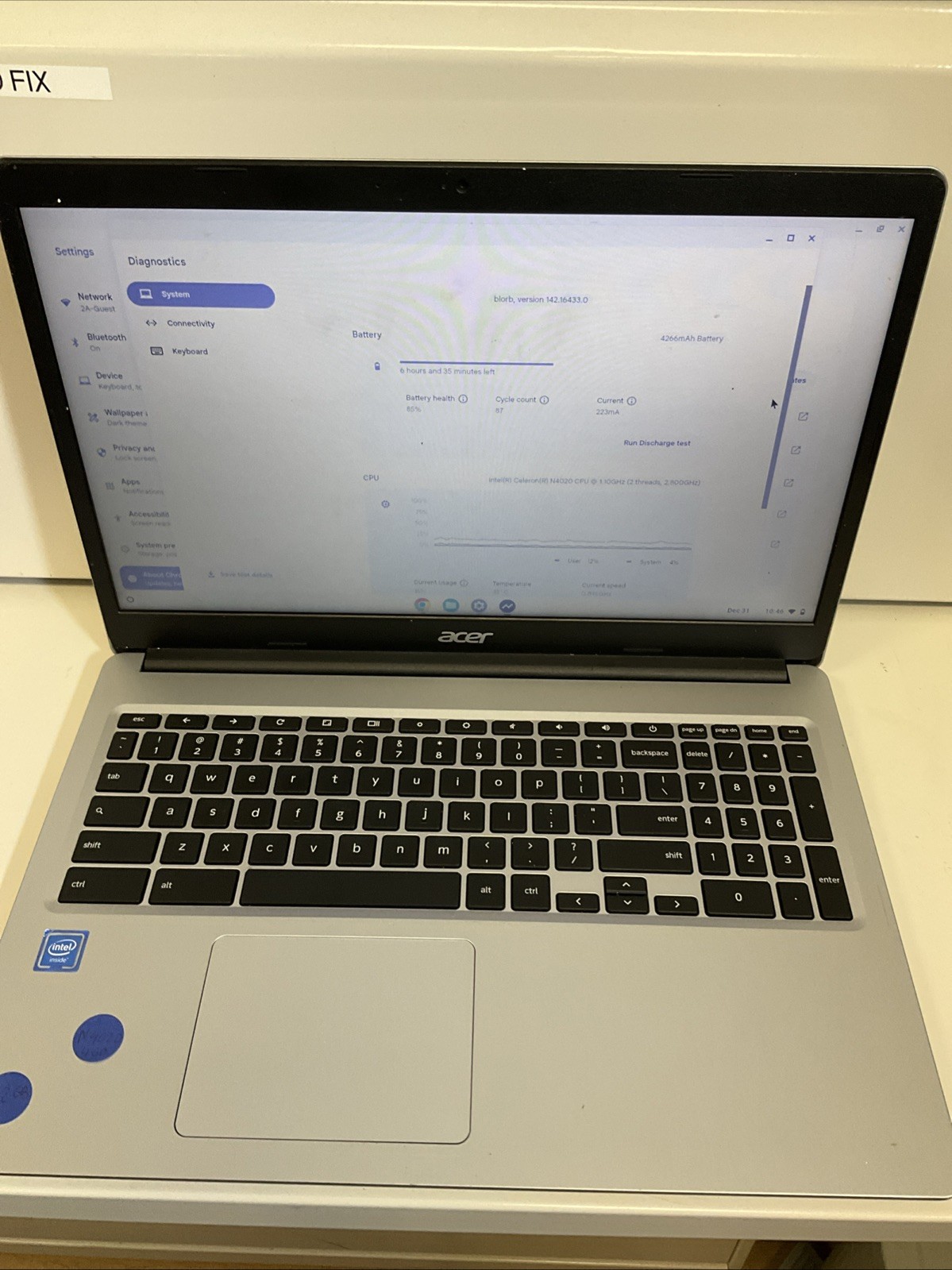 Acer Chromebook 315 CB315-3H Celeron N4020_4gb Ram_32gb Memory E140