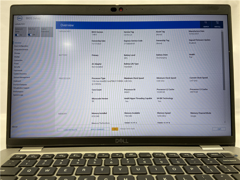Dell Latitude 5421 Laptop i7-11850H 2.5GHz 8GB 256GB SSD Windows 10 COA Grade C