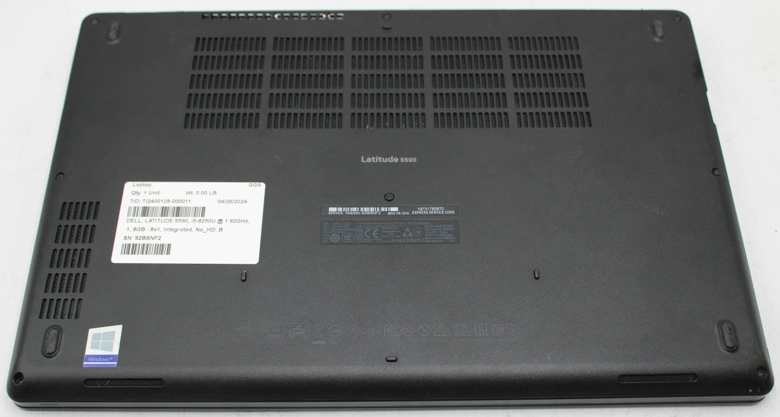 15.6″ Dell LATITUDE 5590 Laptop i5-8250U @ 1.60GHz 8GB RAM 128GB SSD 11P 36% BH