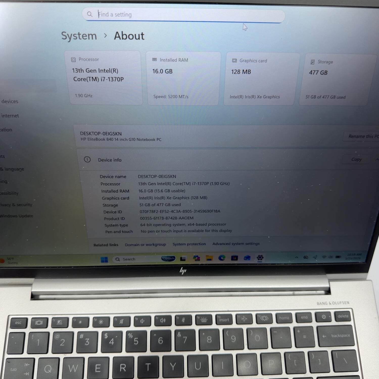 HP EliteBook 840 G10 14″ i7-1370P 1.9GHz 16GB RAM 512GB SSD