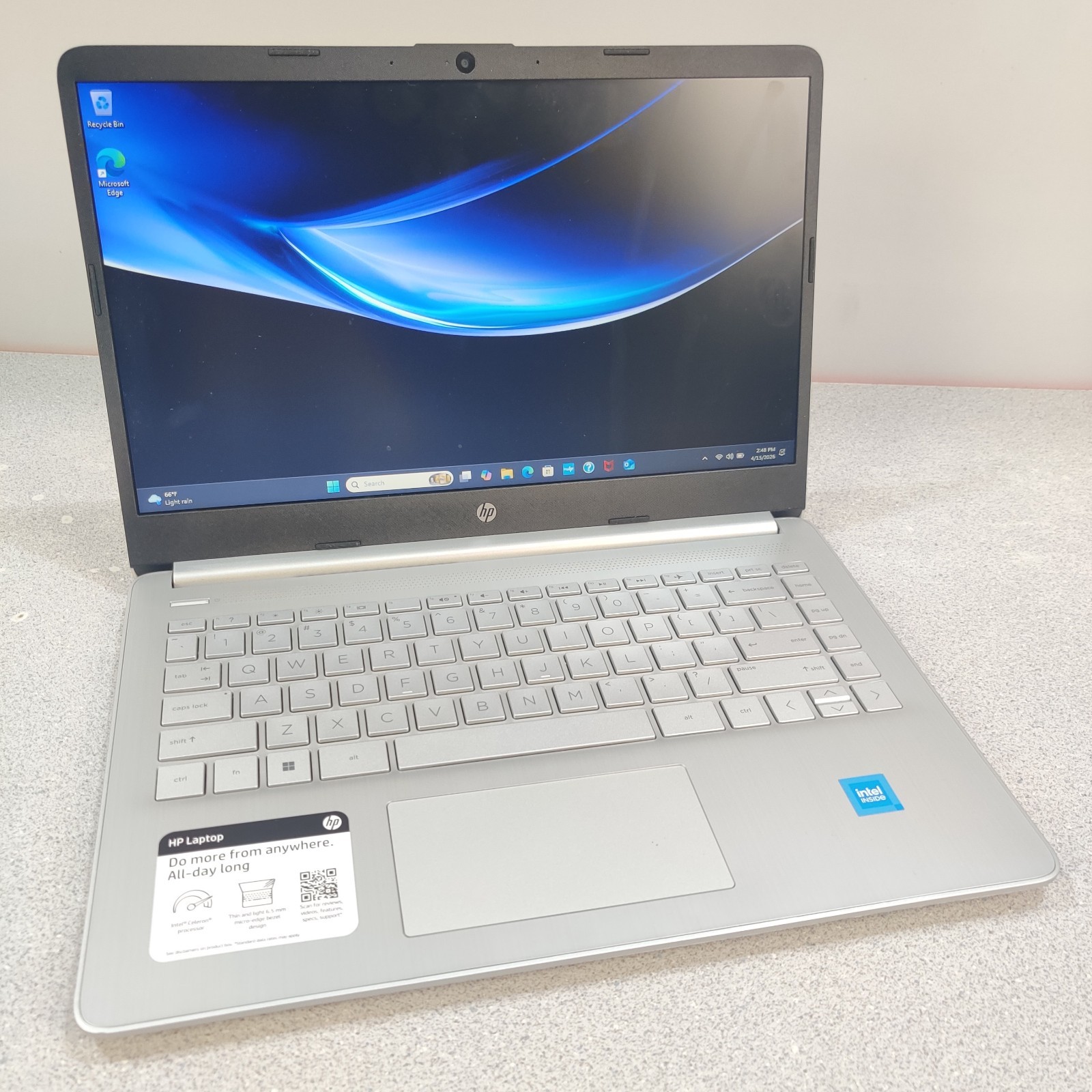 HP Laptop 14-DQ0760DX 14″ Intel N4120 8GB 128GB Silver Win 11 Home NO CHARGER