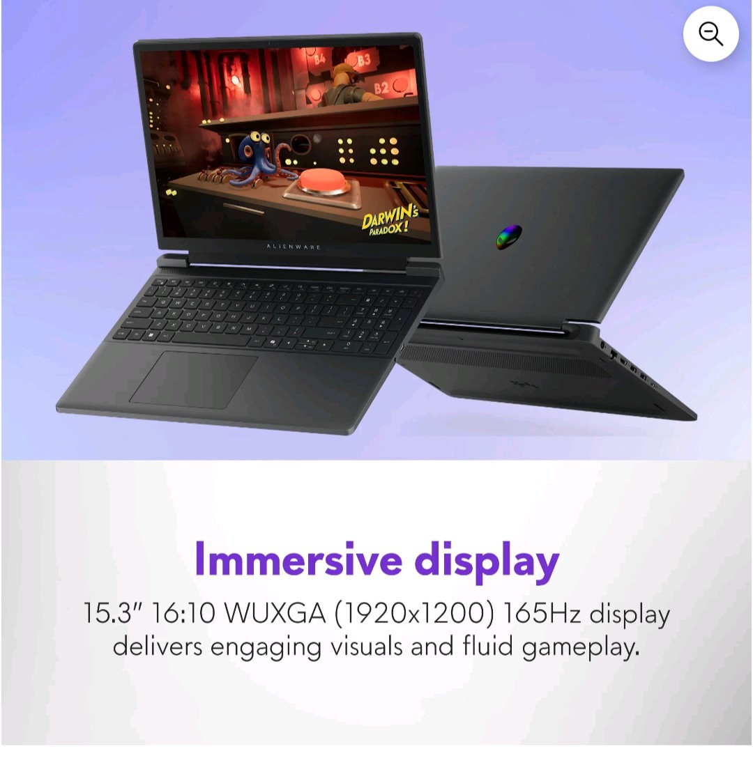 Alienware 15.3″ WUXGA 165Hz Gaming AMD Ryzen 5 220 RTX 4050 GDDR6 16GB 512GB SSD