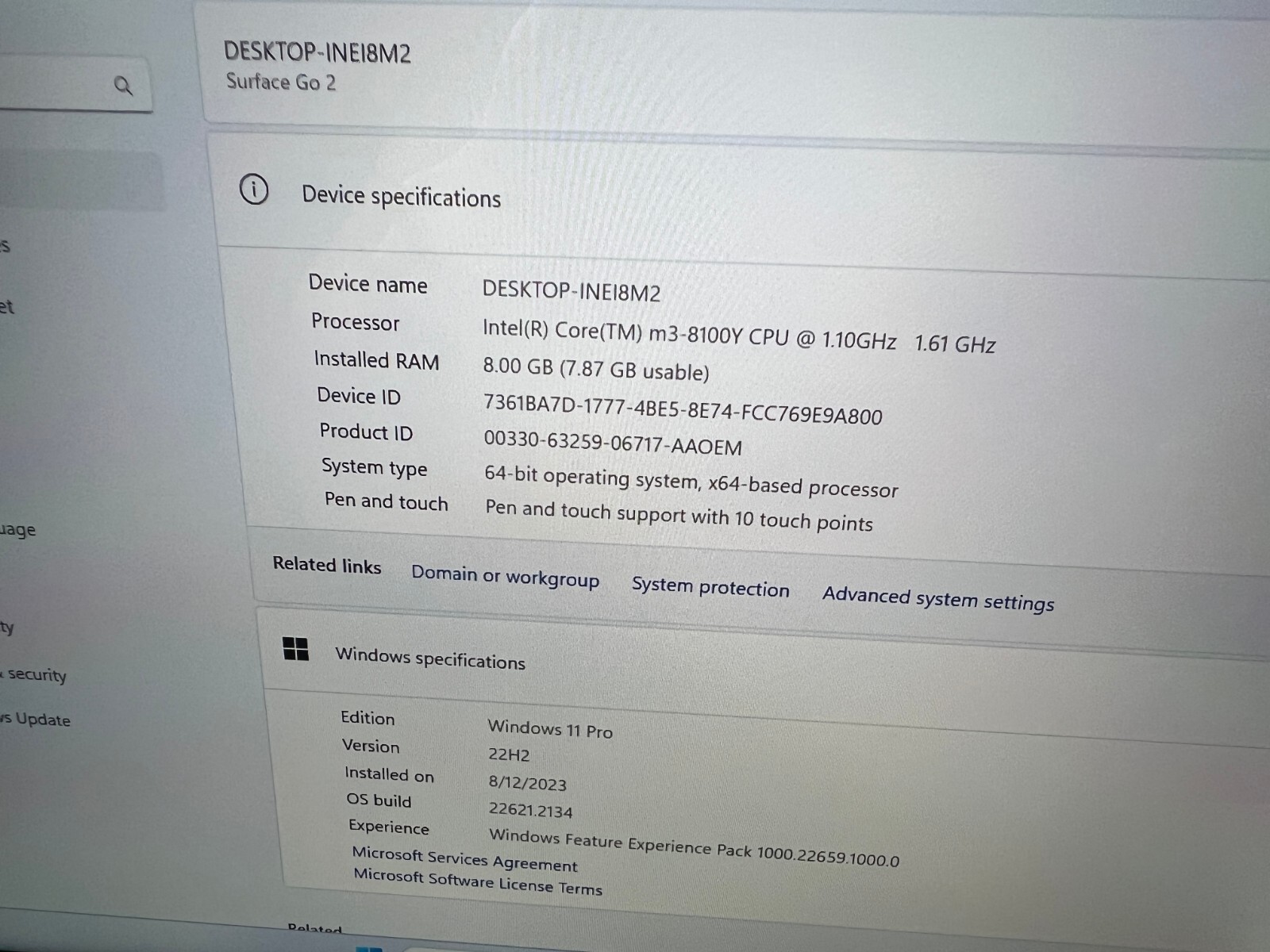 Microsoft Surface Go 2 (10.5″, LTE, Intel m3 8100Y, 8GB, 128GB, 1927, Win 11)