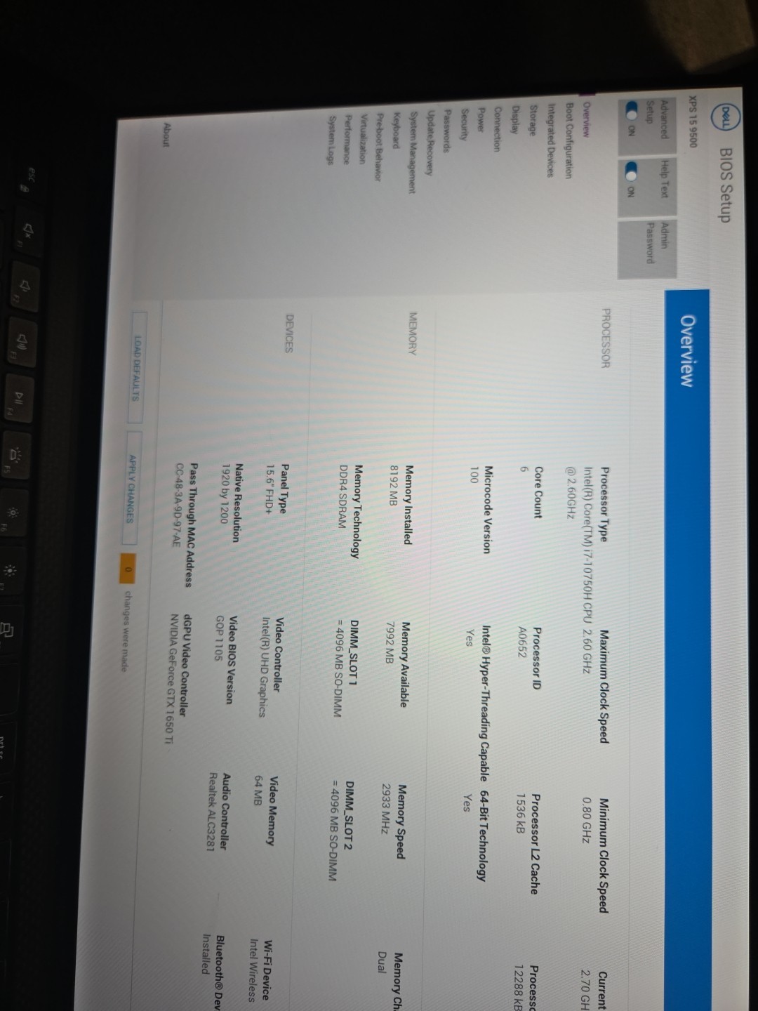 Dell XPS 15 9500 Intel i7-10750H 2.60Ghz 8GB RAM 240gb, GTX 1650 Ti